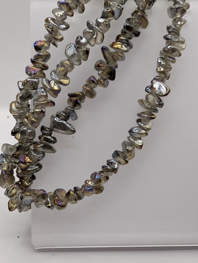 Rainbow Luster Glass Chip Beads: 36" Jewelry Making Strands