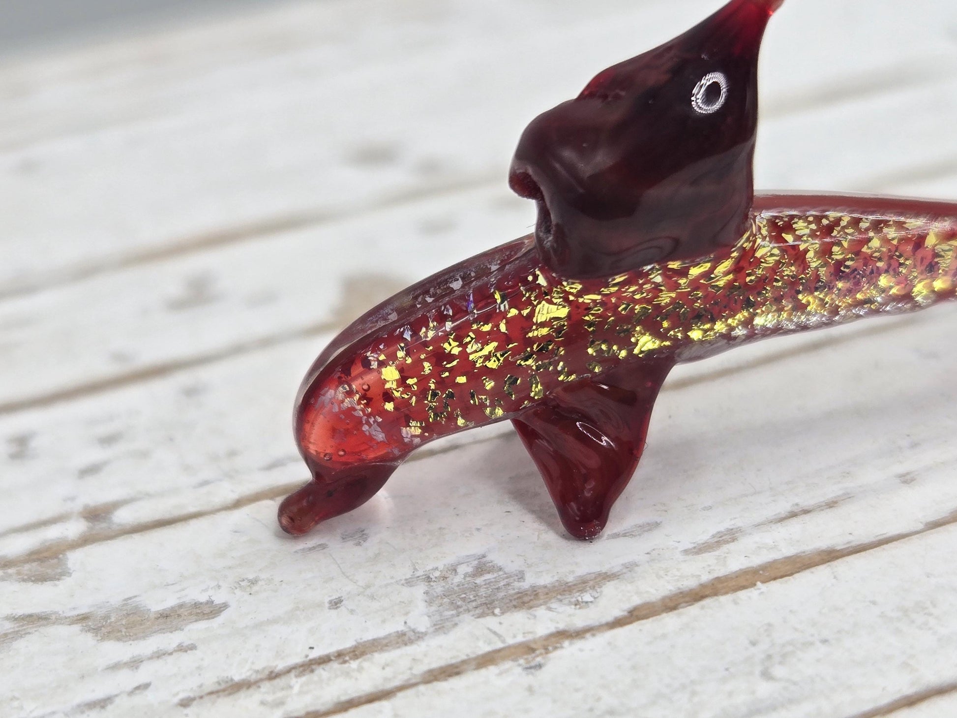 Red Dolphin Bead Lampworks Handmade Glass Bead For Jewelry Making and Crafts