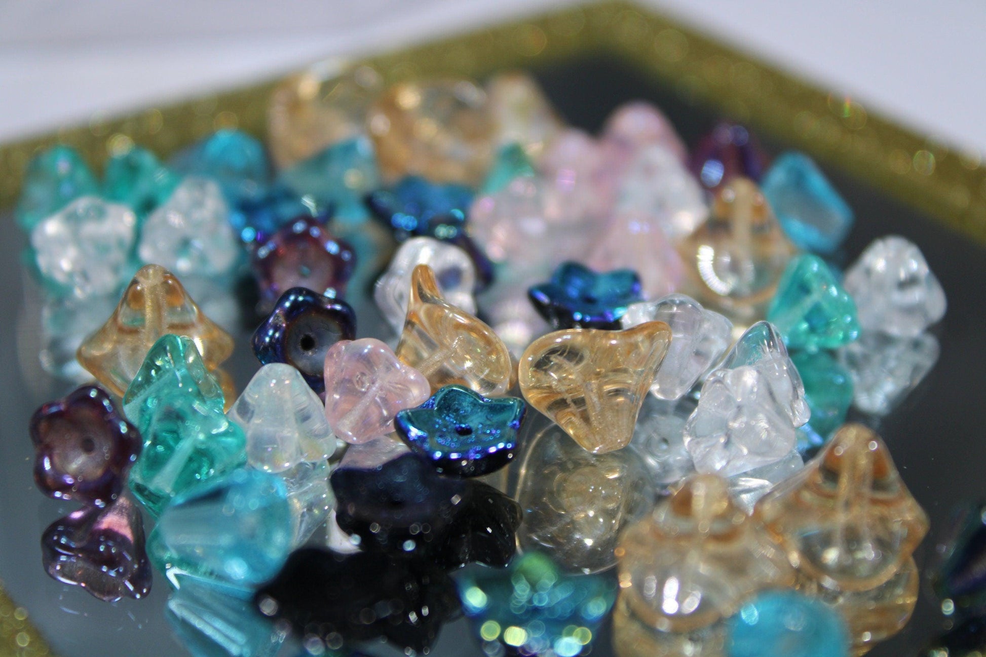 Czech Glass Bead Caps: Assorted Colors and Sizes