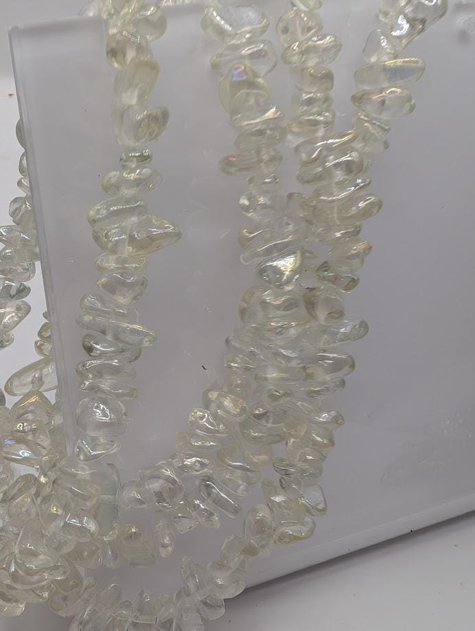 Rainbow Luster Glass Chip Beads: 36" Jewelry Making Strands