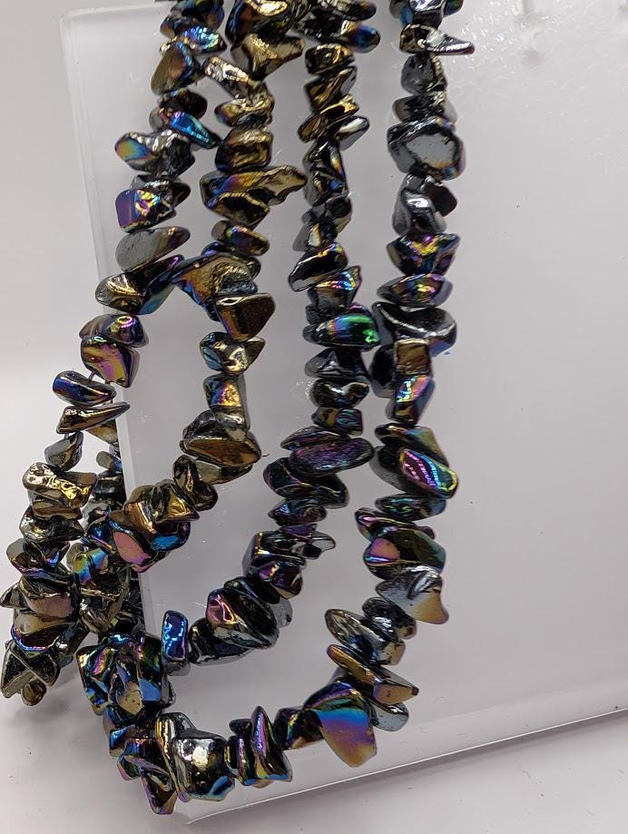 Rainbow Luster Glass Chip Beads: 36" Jewelry Making Strands