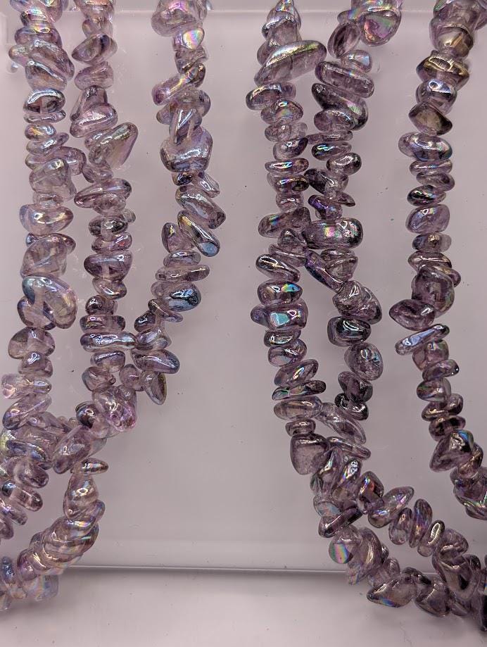 Rainbow Luster Glass Chip Beads: 36" Jewelry Making Strands