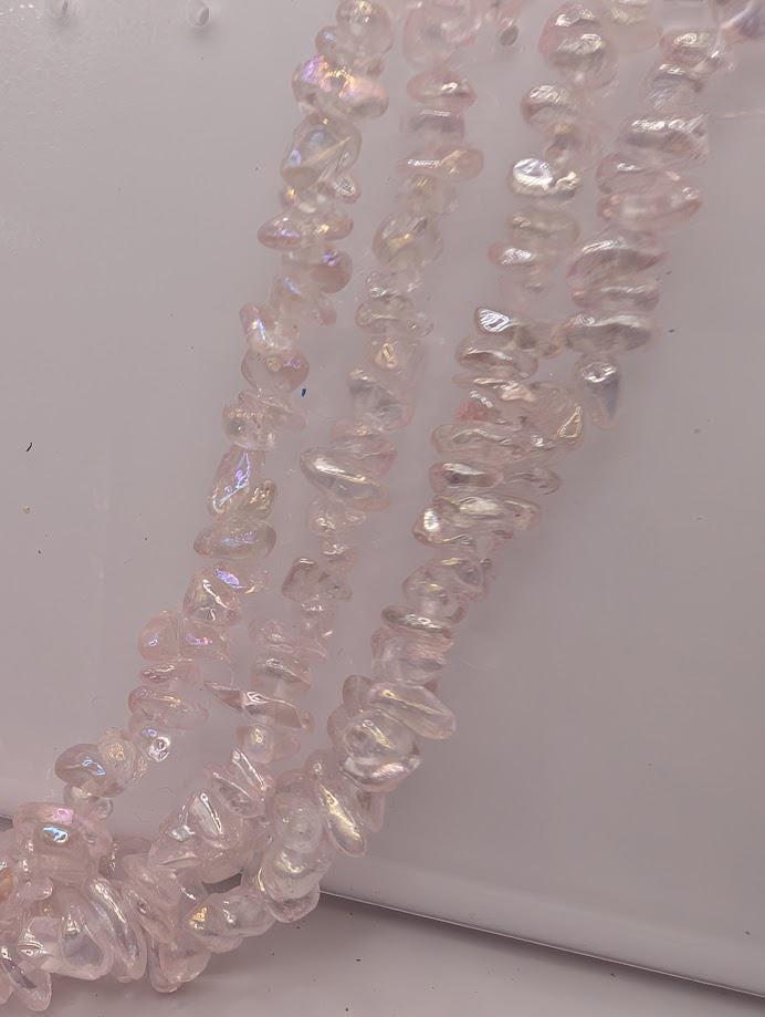 Rainbow Luster Glass Chip Beads: 36" Jewelry Making Strands