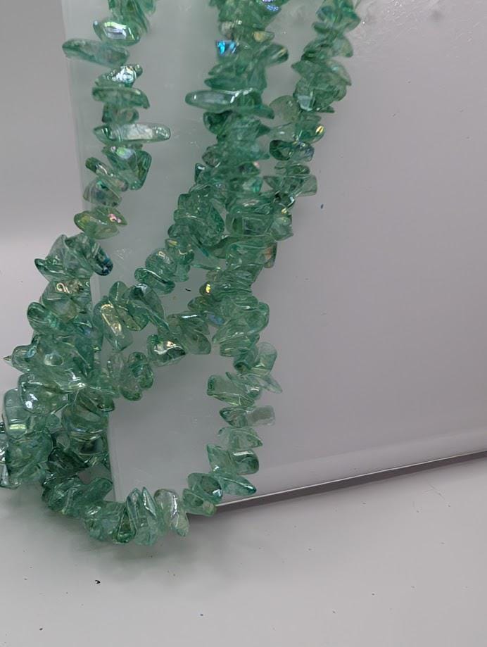 Rainbow Luster Glass Chip Beads: 36" Jewelry Making Strands