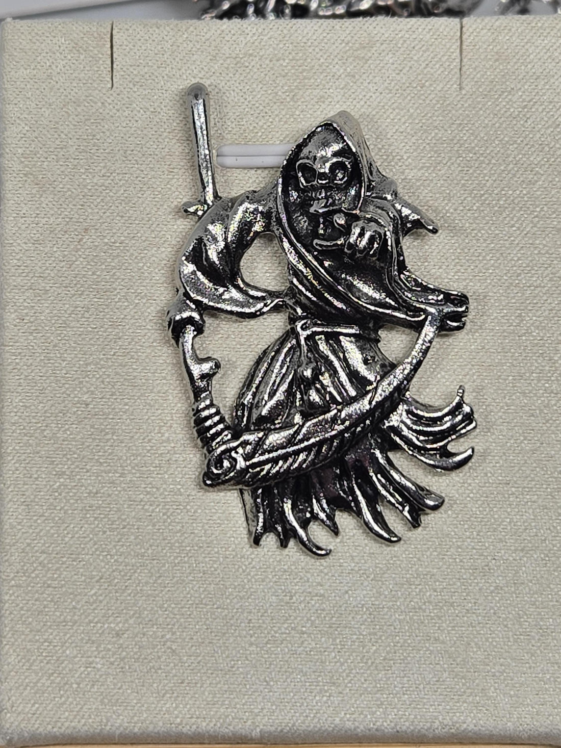 Gothic Skull Pendant Charm, Silver Tone (Ornate Dark Design)