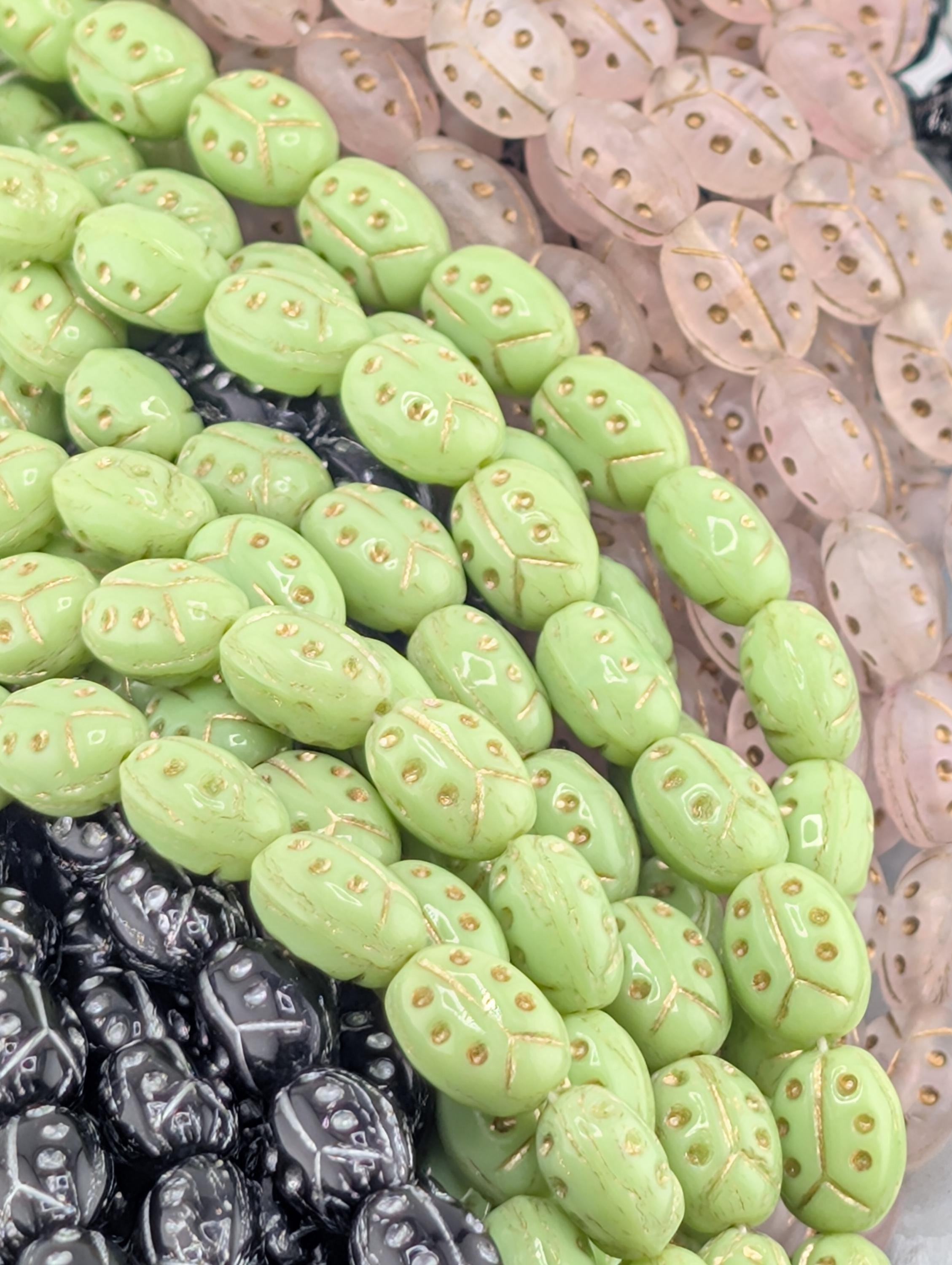 Czech Ladybug Beads (25 pcs)