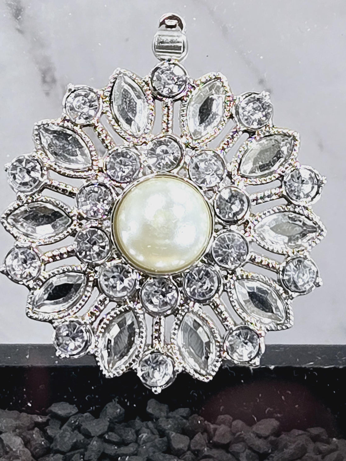 Skull Charm Pendant: Silver Tone with Rhinestone Accent