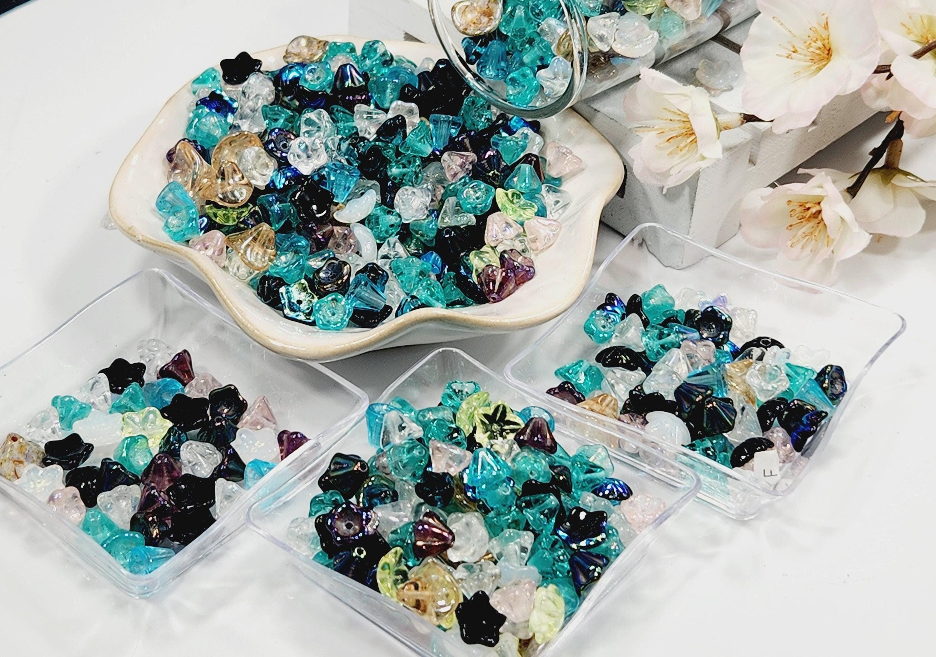 Czech Glass Bead Caps: Assorted Colors and Sizes