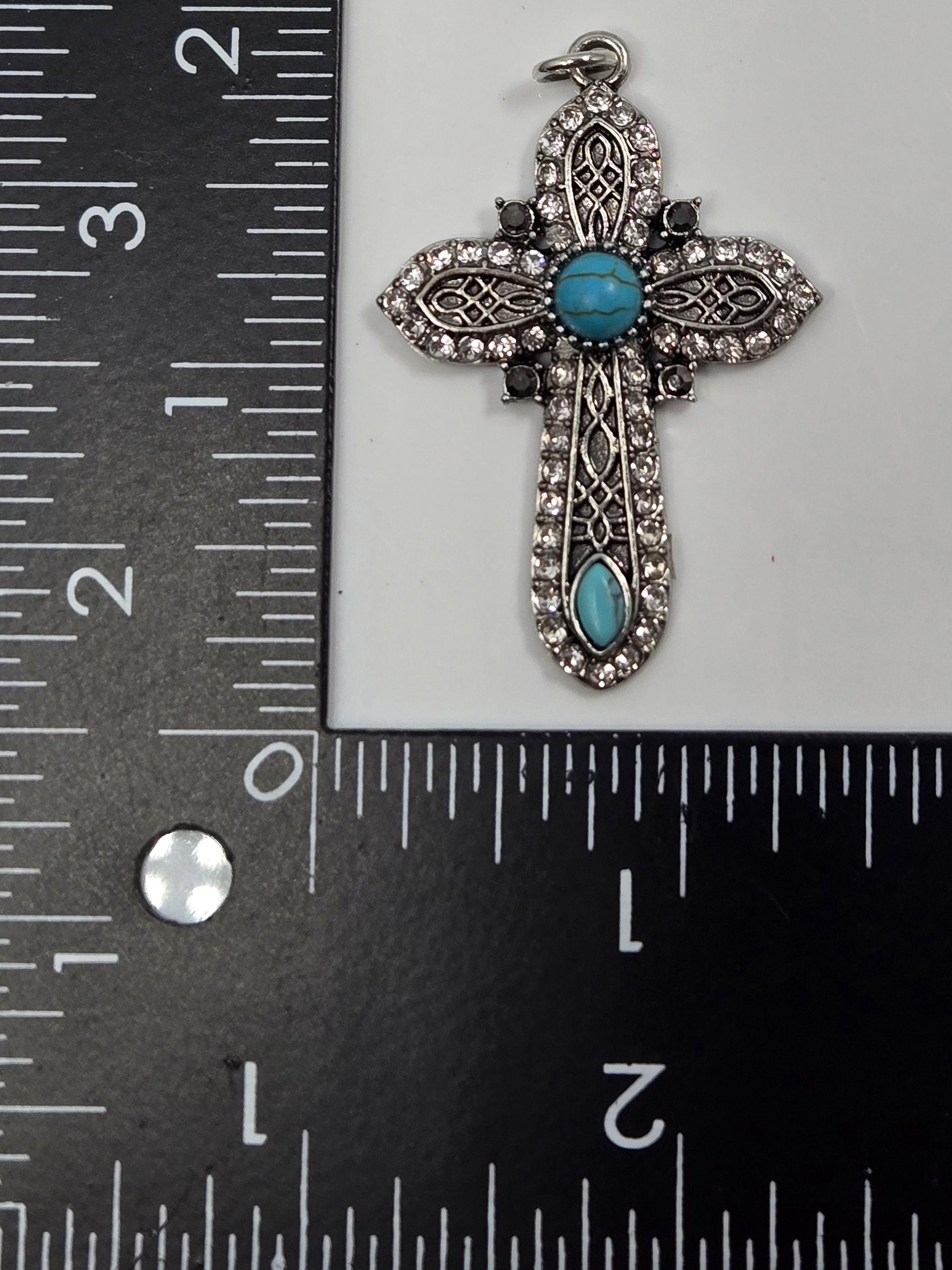 Turquoise Cross Pendant: Bold Country Style with Fallen Angel Charm