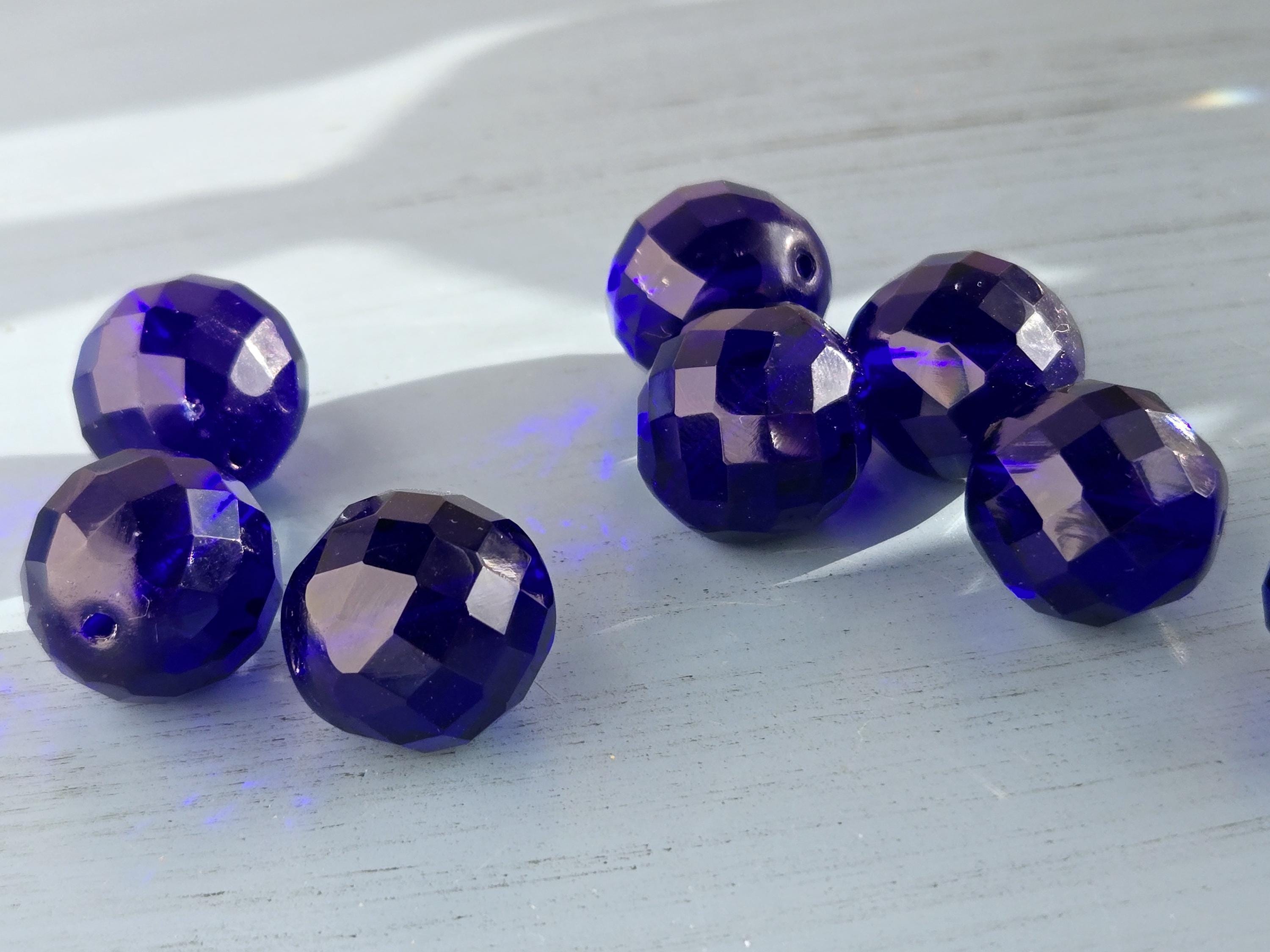 Czech Fire Polished Cobalt Glass Beads 14mm (6 PCS)