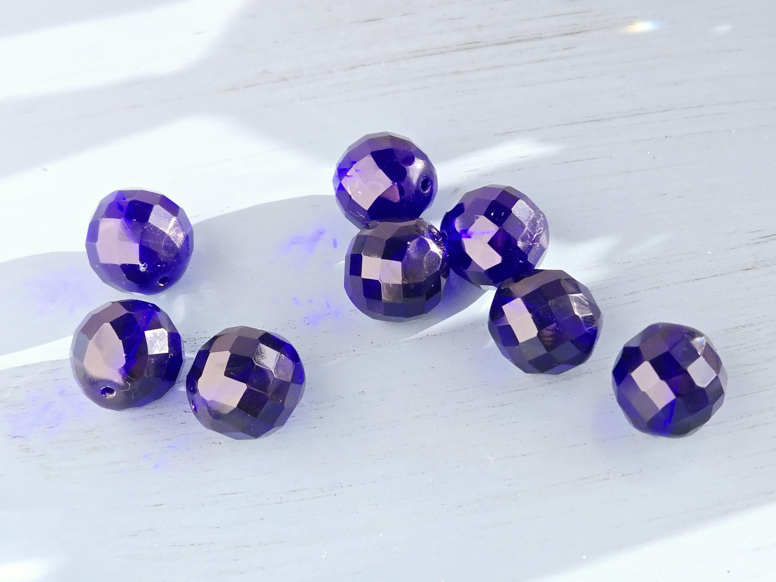 Czech Fire Polished Cobalt Glass Beads 14mm (6 PCS)