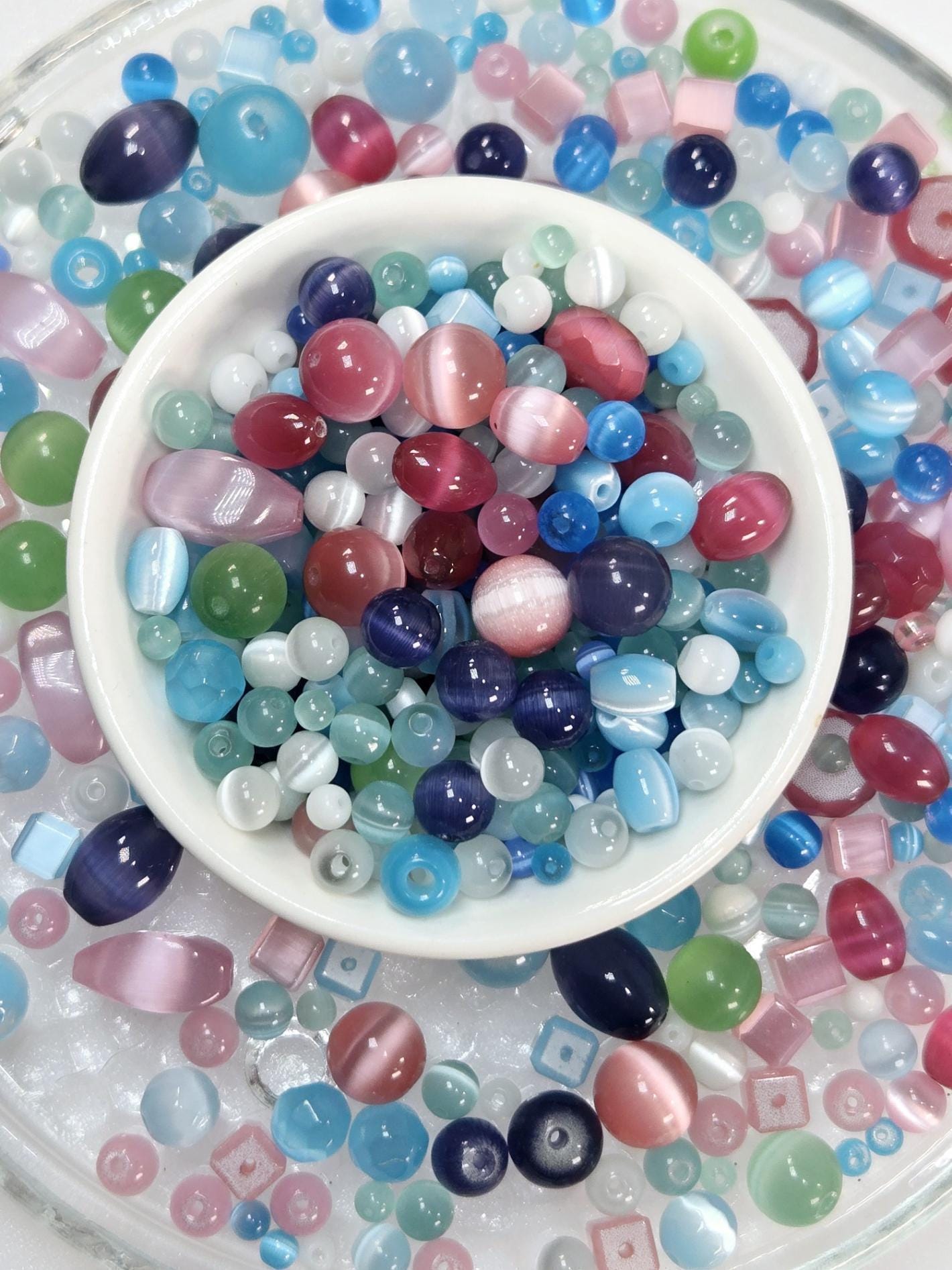 Glass Cats Eye Bead Soup: Fruity Candy Color Mix 30g pkg