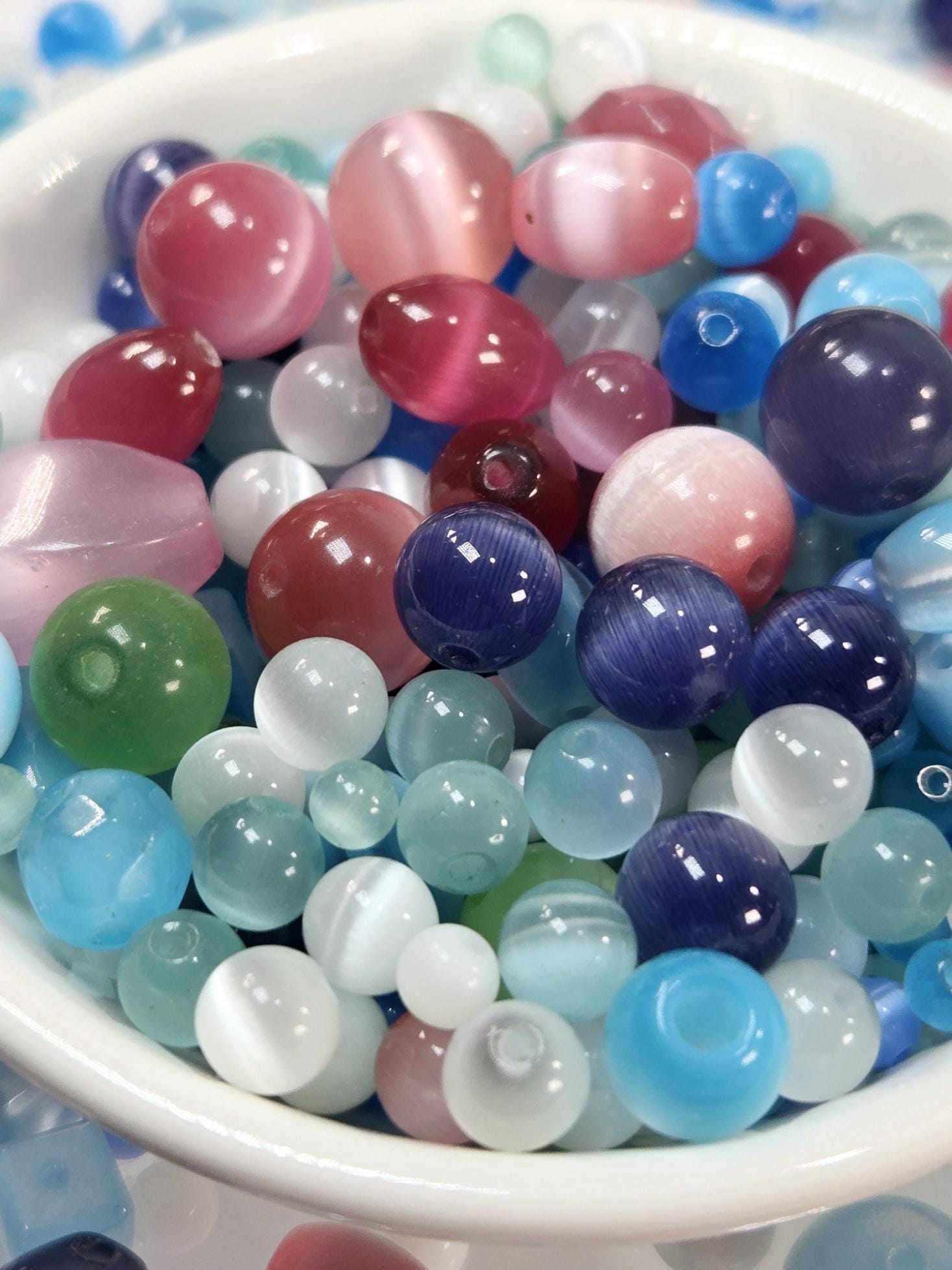 Glass Cats Eye Bead Soup: Fruity Candy Color Mix 30g pkg