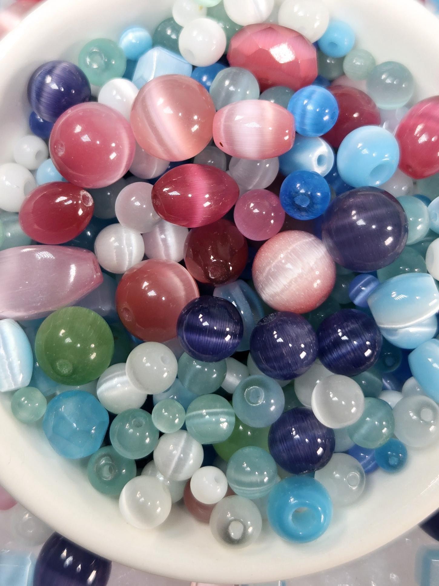 Glass Cats Eye Bead Soup: Fruity Candy Color Mix 30g pkg