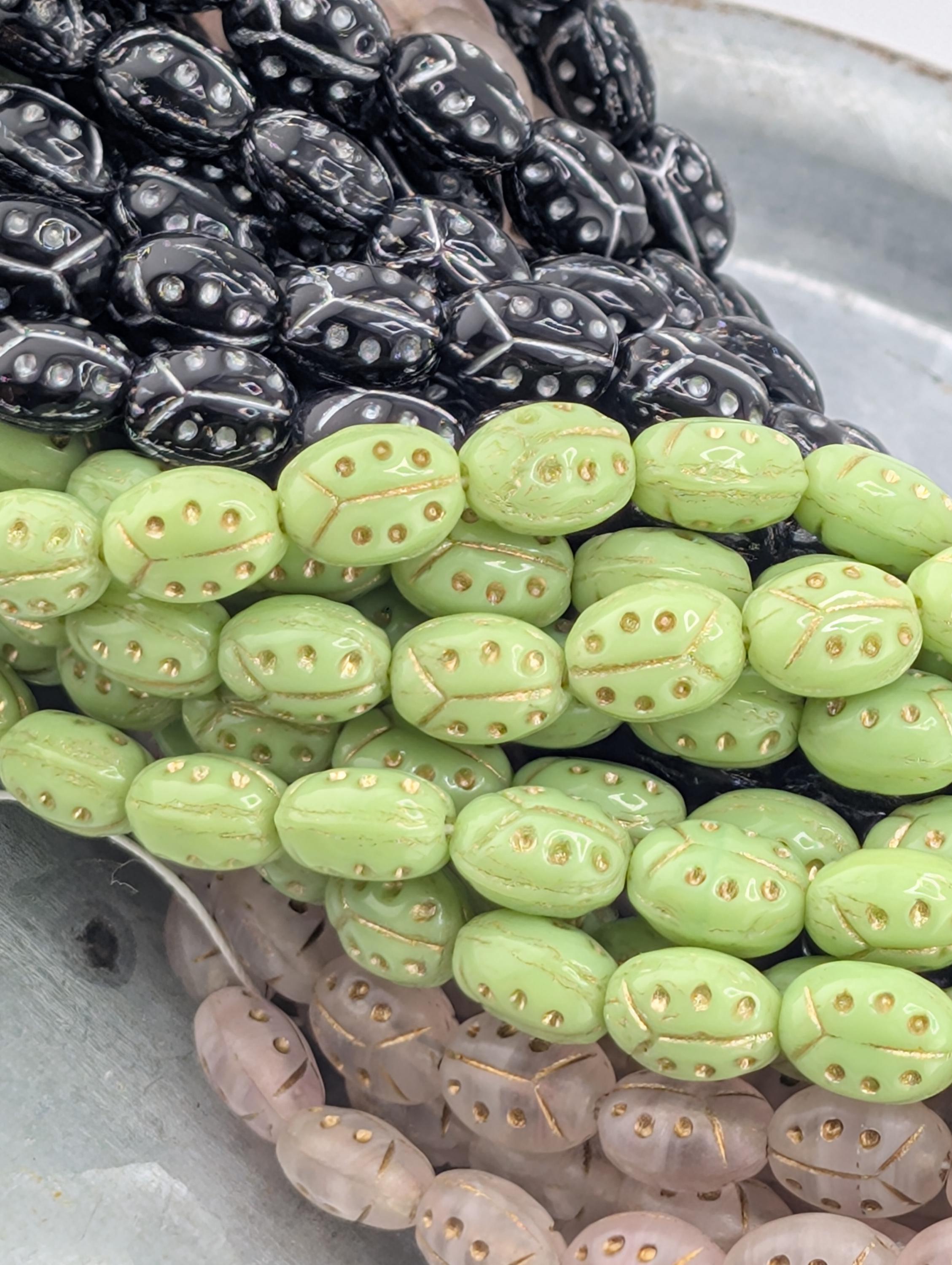 Czech Ladybug Beads (25 pcs)