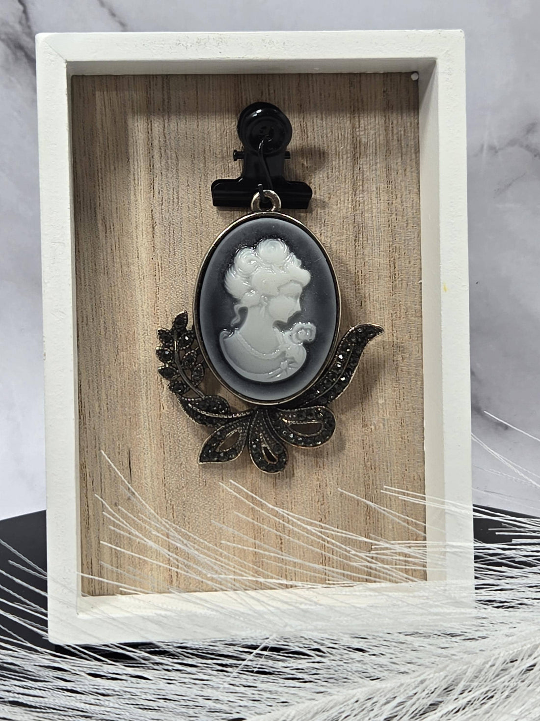 Gothic Cameo Pendant, Silver Plated Woman (Bag or Keychain Charm)