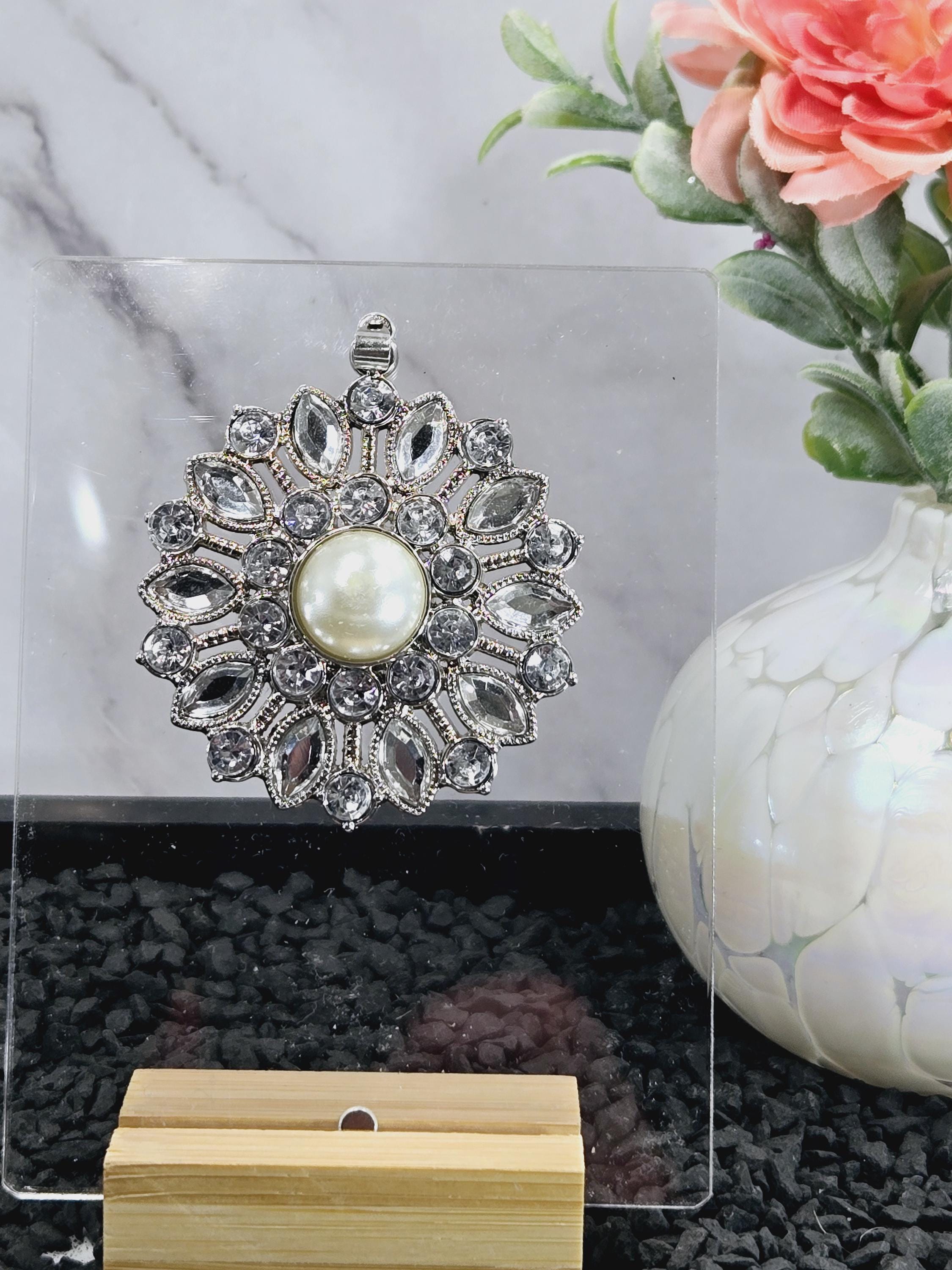 Skull Charm Pendant: Silver Tone with Rhinestone Accent