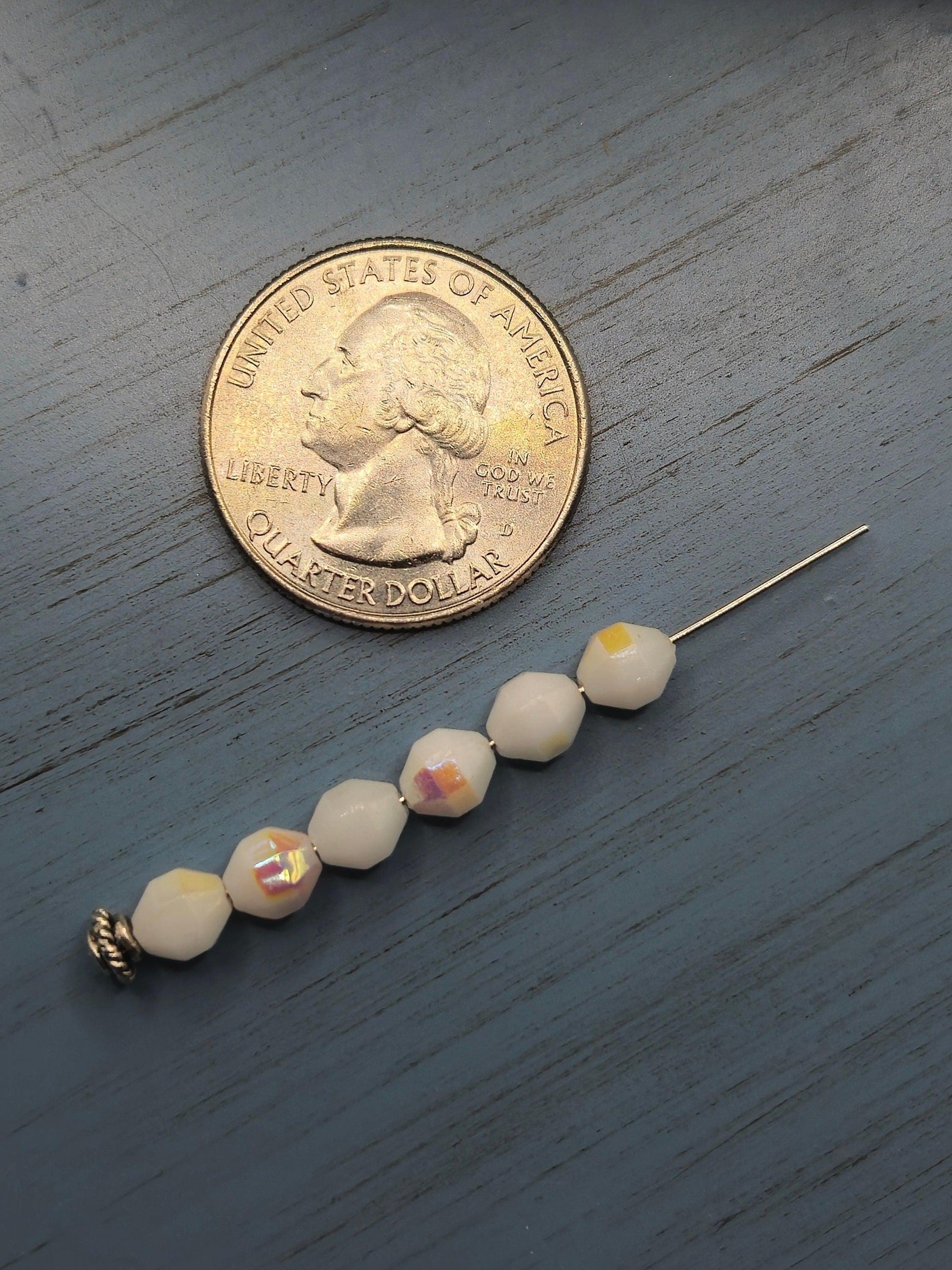 Vintage Crystal Beads: 1949 Germany Chalk White AB Fire Polished, 6mm (40pcs)