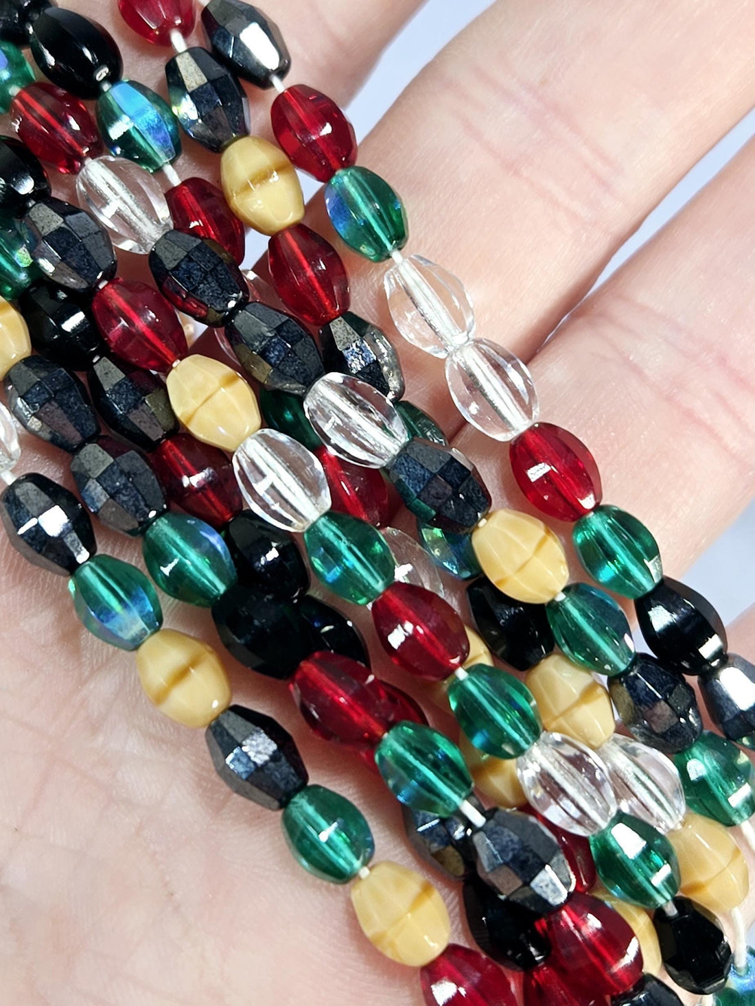 Faceted Oval Crystal Beads: Mixed Colors, 7mm, 50 Pieces