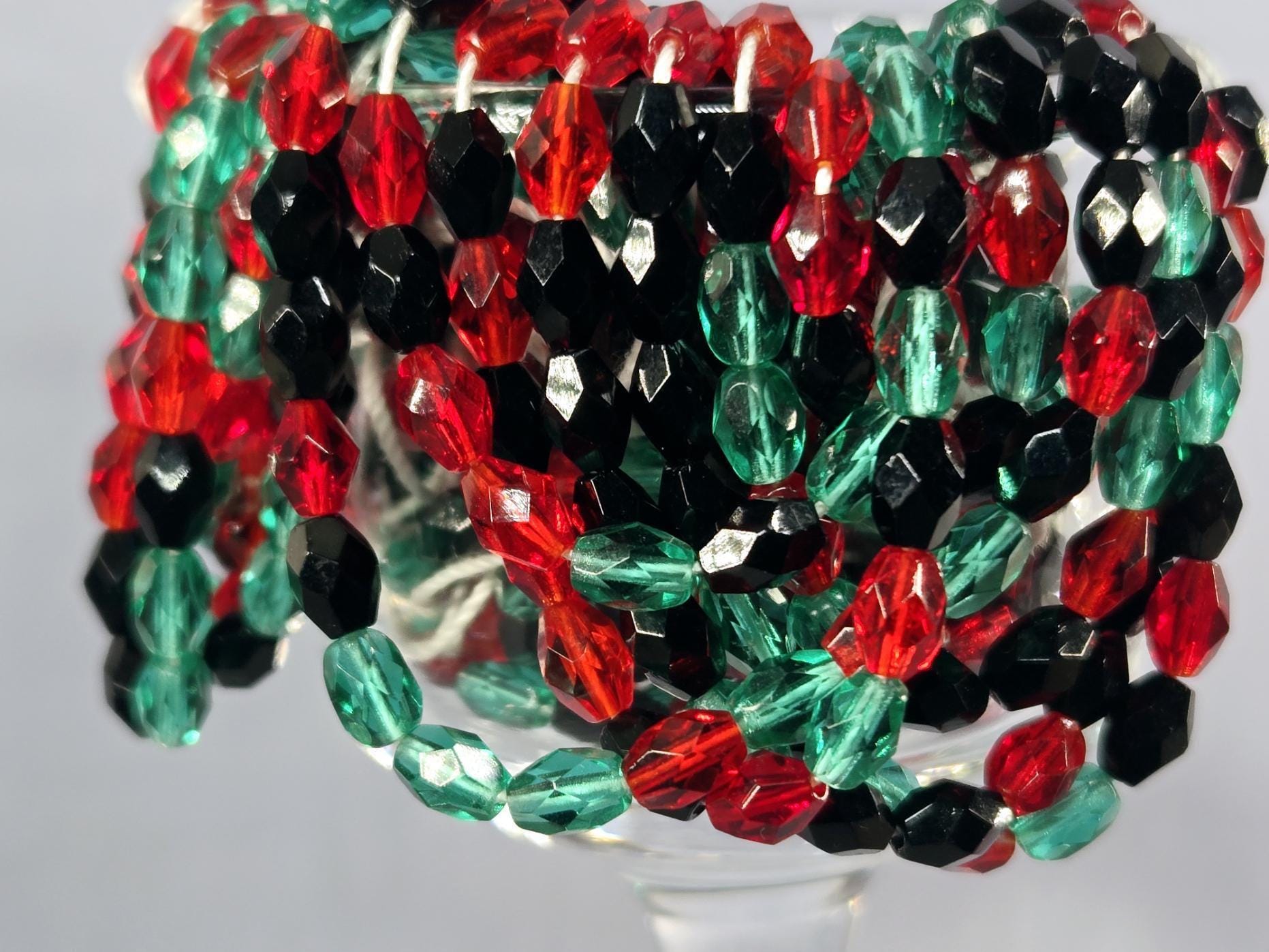 Czech Crystal Oval Beads, Faceted Mixed Colors (6mm, 50 pcs)