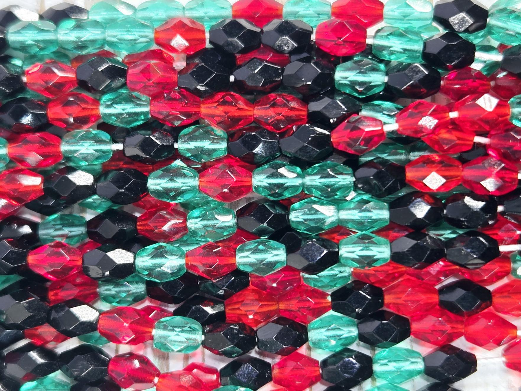 Czech Crystal Oval Beads, Faceted Mixed Colors (6mm, 50 pcs)