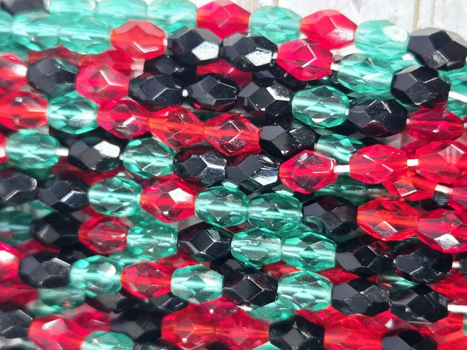 Czech Crystal Oval Beads, Faceted Mixed Colors (6mm, 50 pcs)