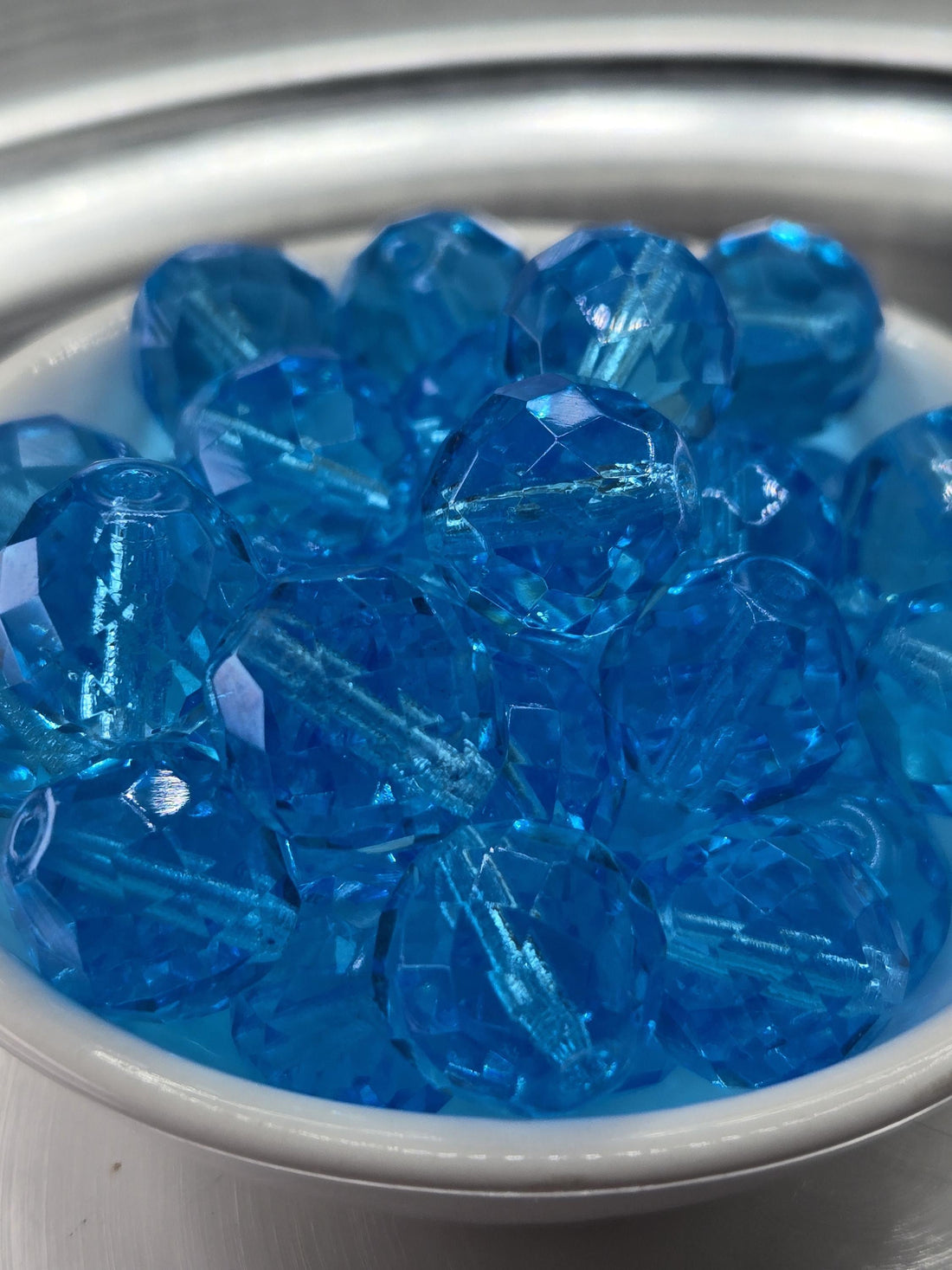 Aqua Czech Fire Polished Glass Beads 14mm (6 PCS)