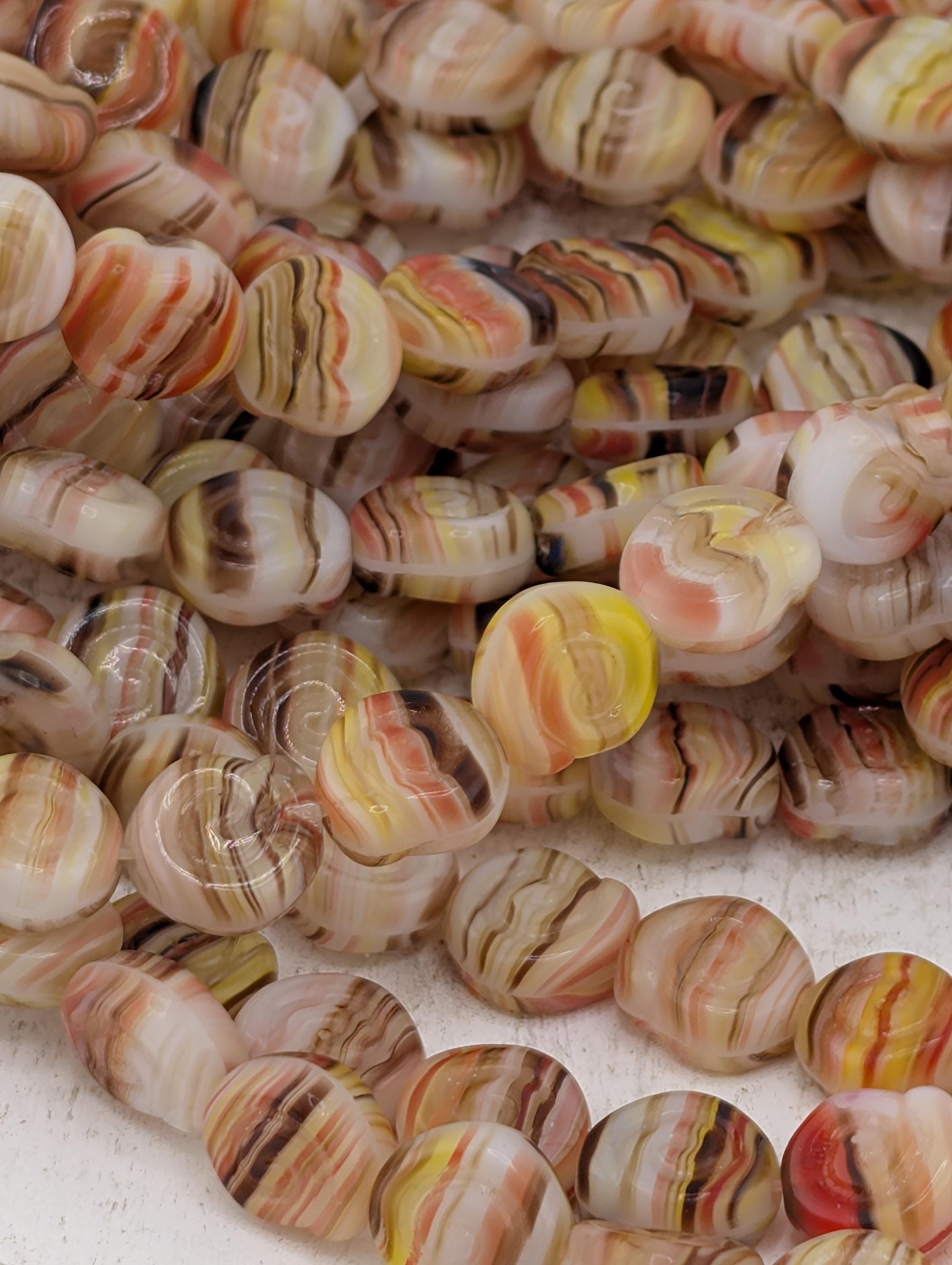 13mm Czech Puffed Coin Snail Shell Beads (24 pcs)
