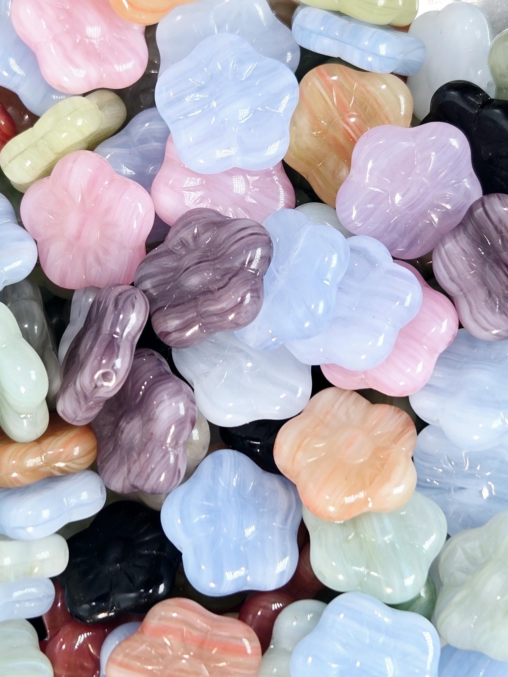 Flower Czech Beads Bulk Mix - Matte Beads for DIY Jewelry Making, Multiple Colors , Craft Supplies 1oz pkg