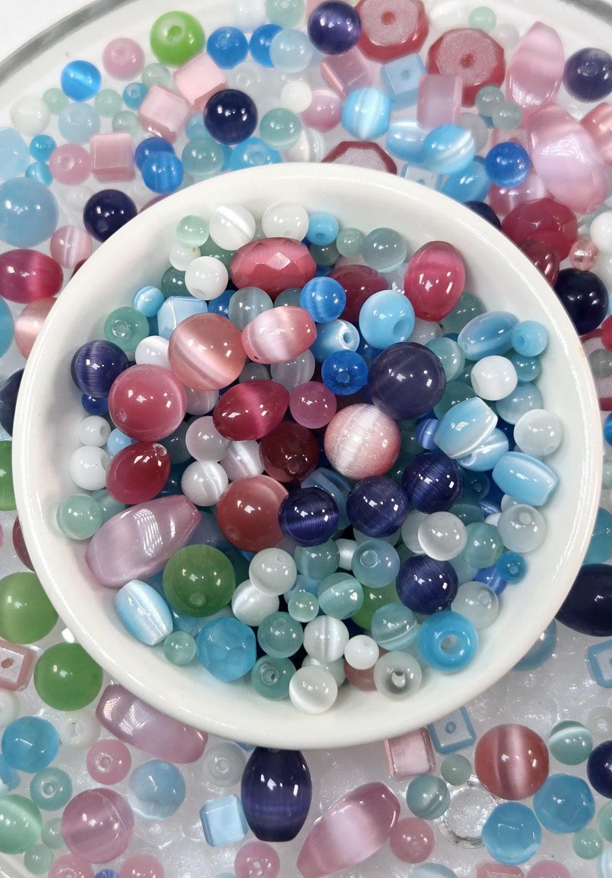 Glass Cats Eye Bead Soup: Fruity Candy Color Mix 30g pkg