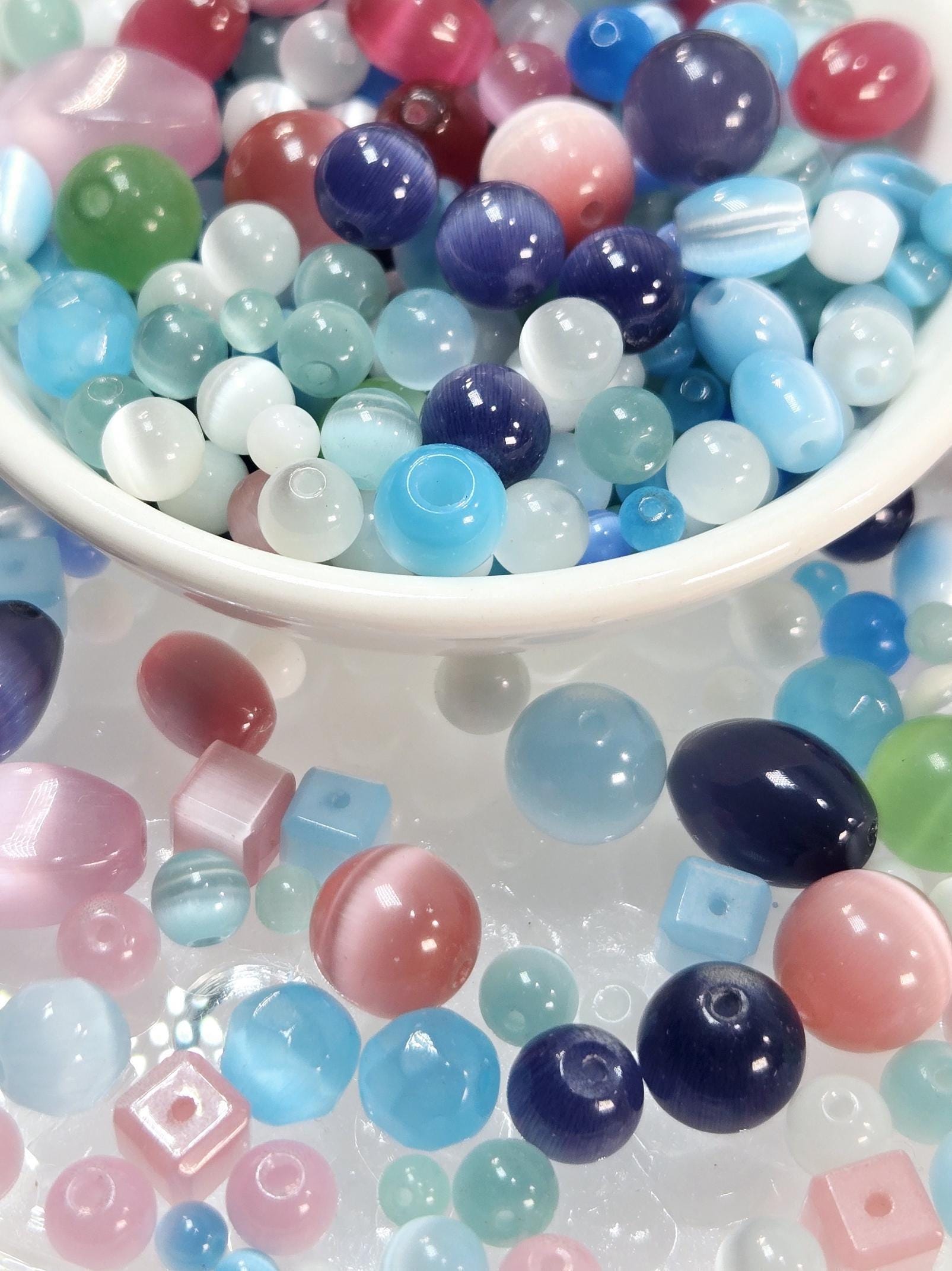 Glass Cats Eye Bead Soup: Fruity Candy Color Mix 30g pkg