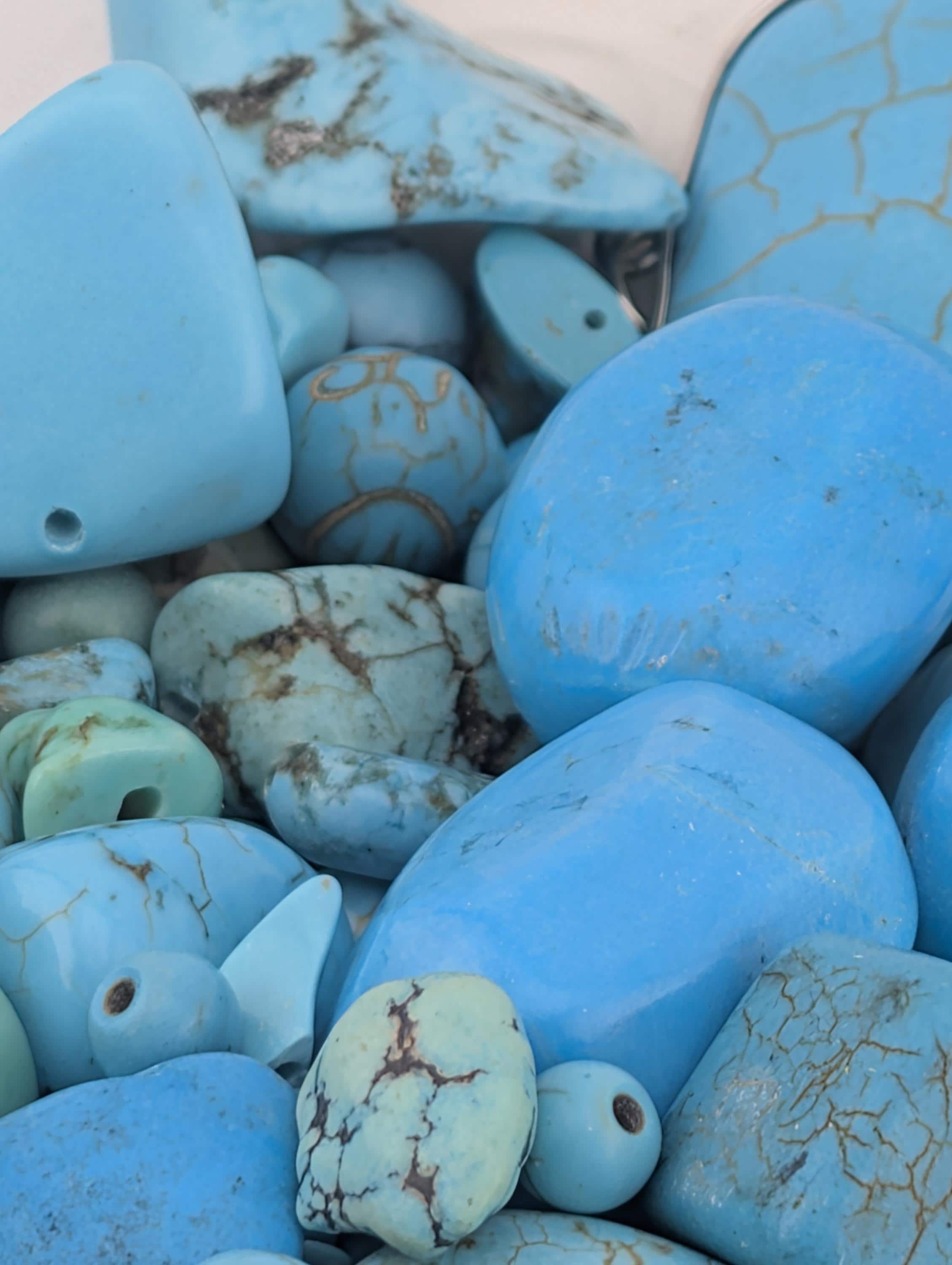 Turquoise, Howlite & Wagnerite Gemstone Beads: Artisan Jewelry Supplies (2oz pkg)