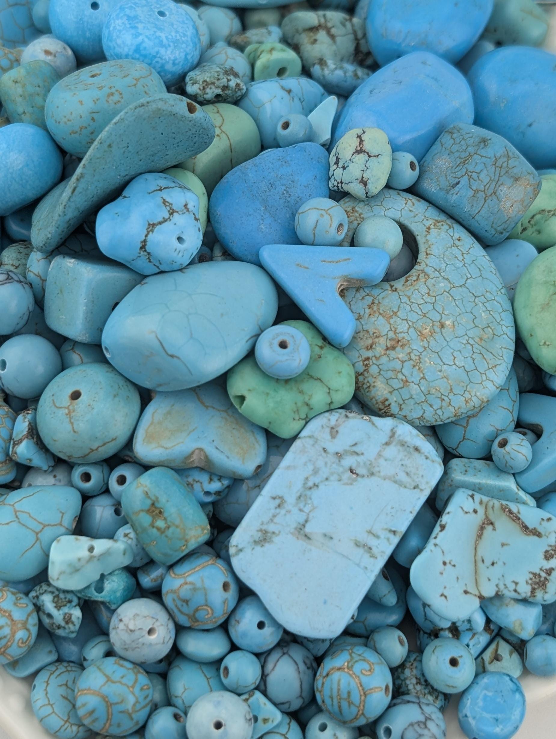 Turquoise, Howlite & Wagnerite Gemstone Beads: Artisan Jewelry Supplies (2oz pkg)