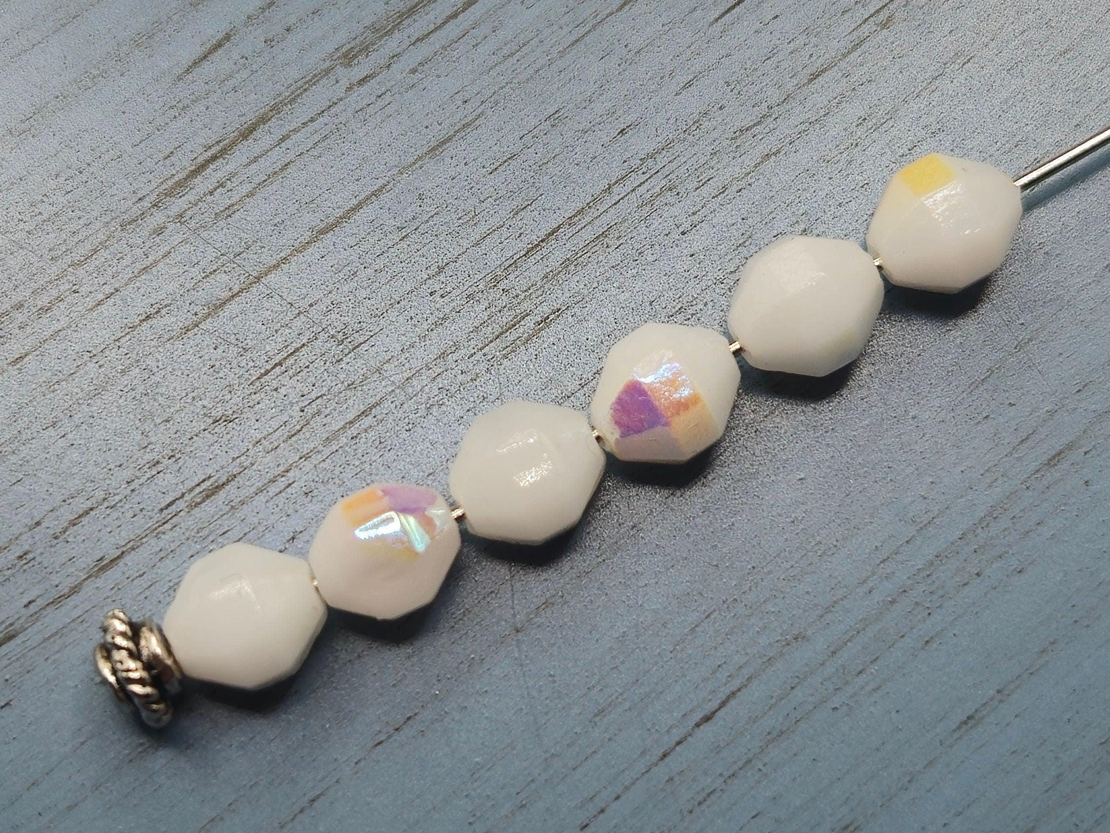 Vintage Crystal Beads: 1949 Germany Chalk White AB Fire Polished, 6mm (40pcs)