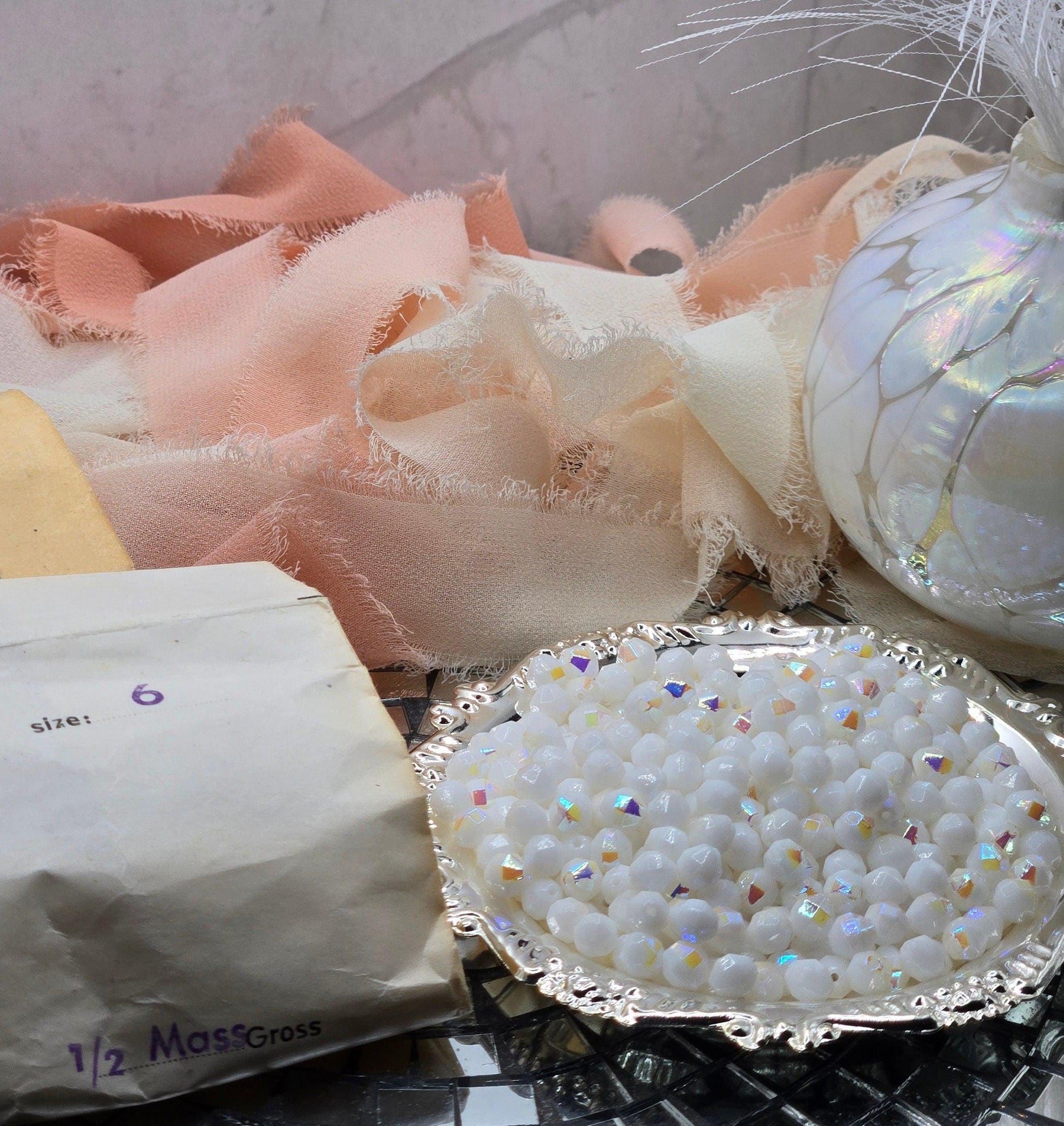 Vintage Crystal Beads: 1949 Germany Chalk White AB Fire Polished, 6mm (40pcs)