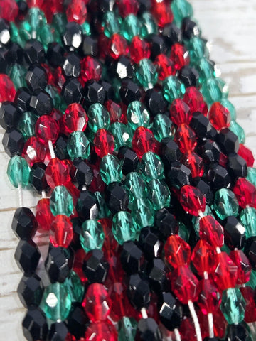 Czech Crystal Oval Beads, Faceted Mixed Colors (6mm, 50 pcs)