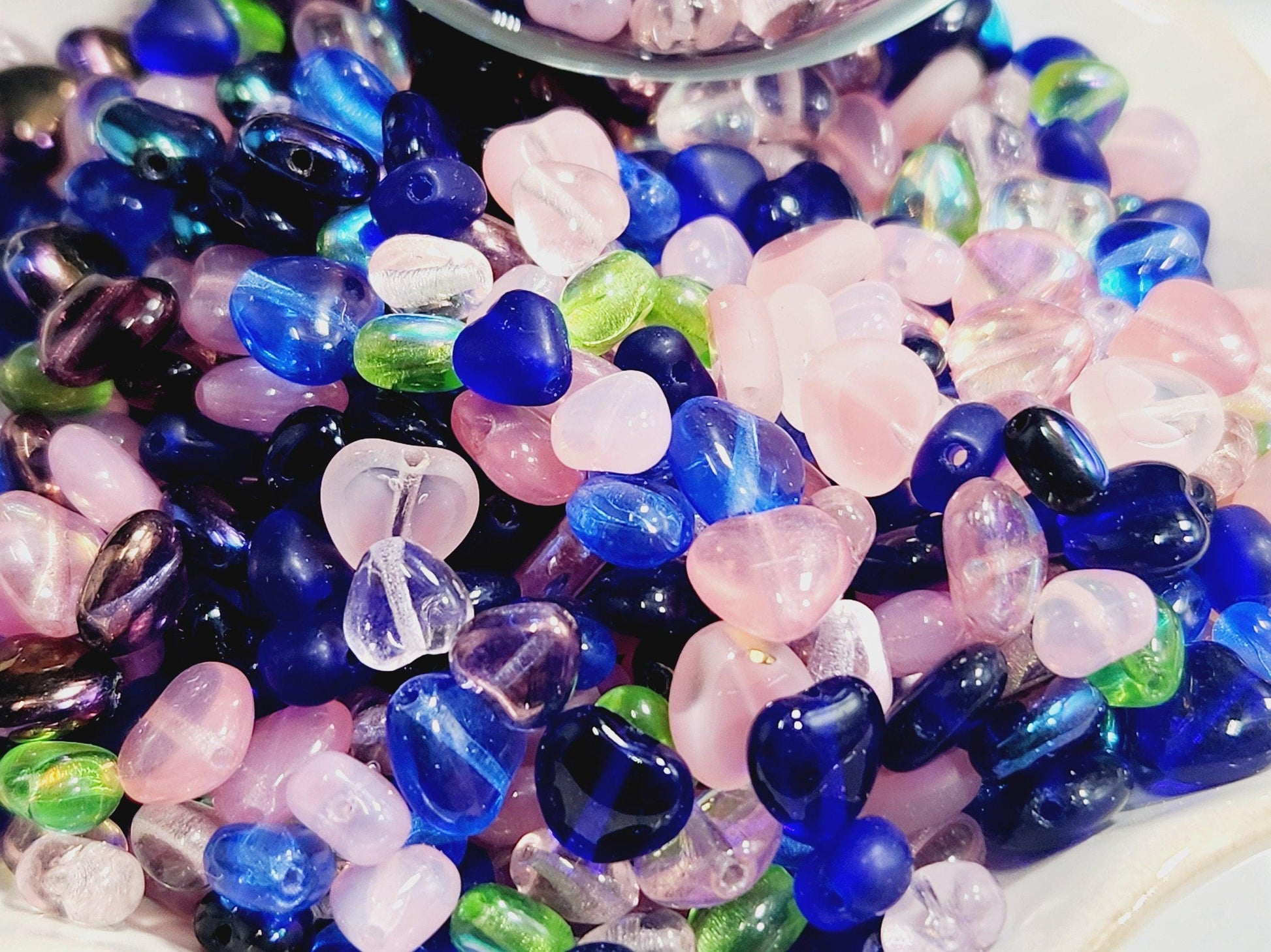 Czech Glass Heart Beads: DIY Jewelry Making Mix (1 oz pkg)