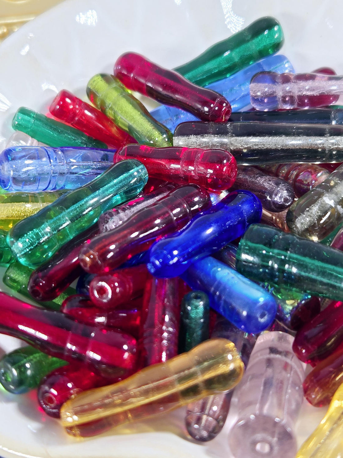 Czech Pressed Glass Pillar Assortment - Premium Colors and Sizes, Perfect for Jewelry Making & Craft Projects 1oz pkg