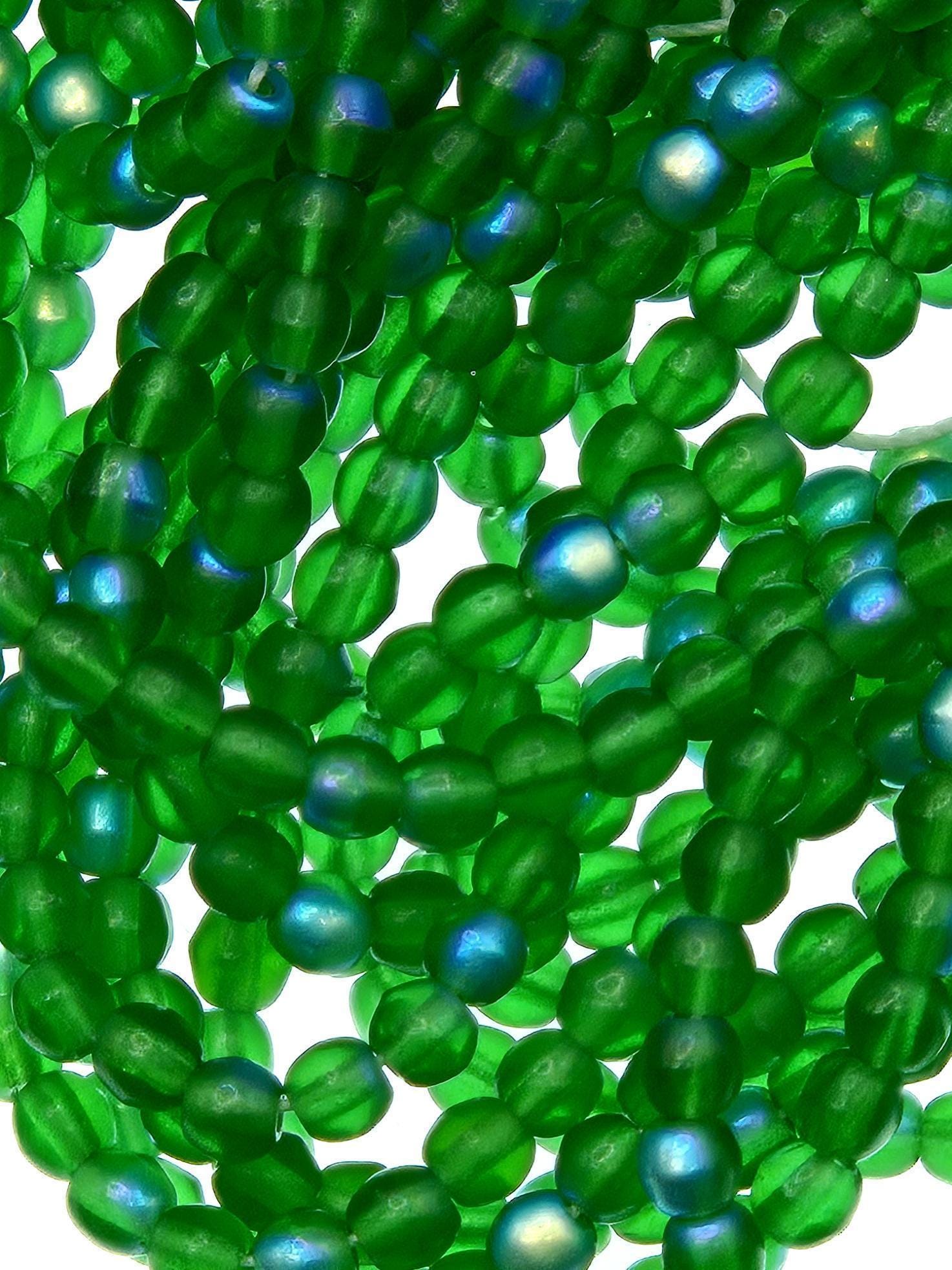 Czech Round 4mm Druk Beads, (200 Pcs), Sparkling Glass Beads for Jewelry Making & Crafts