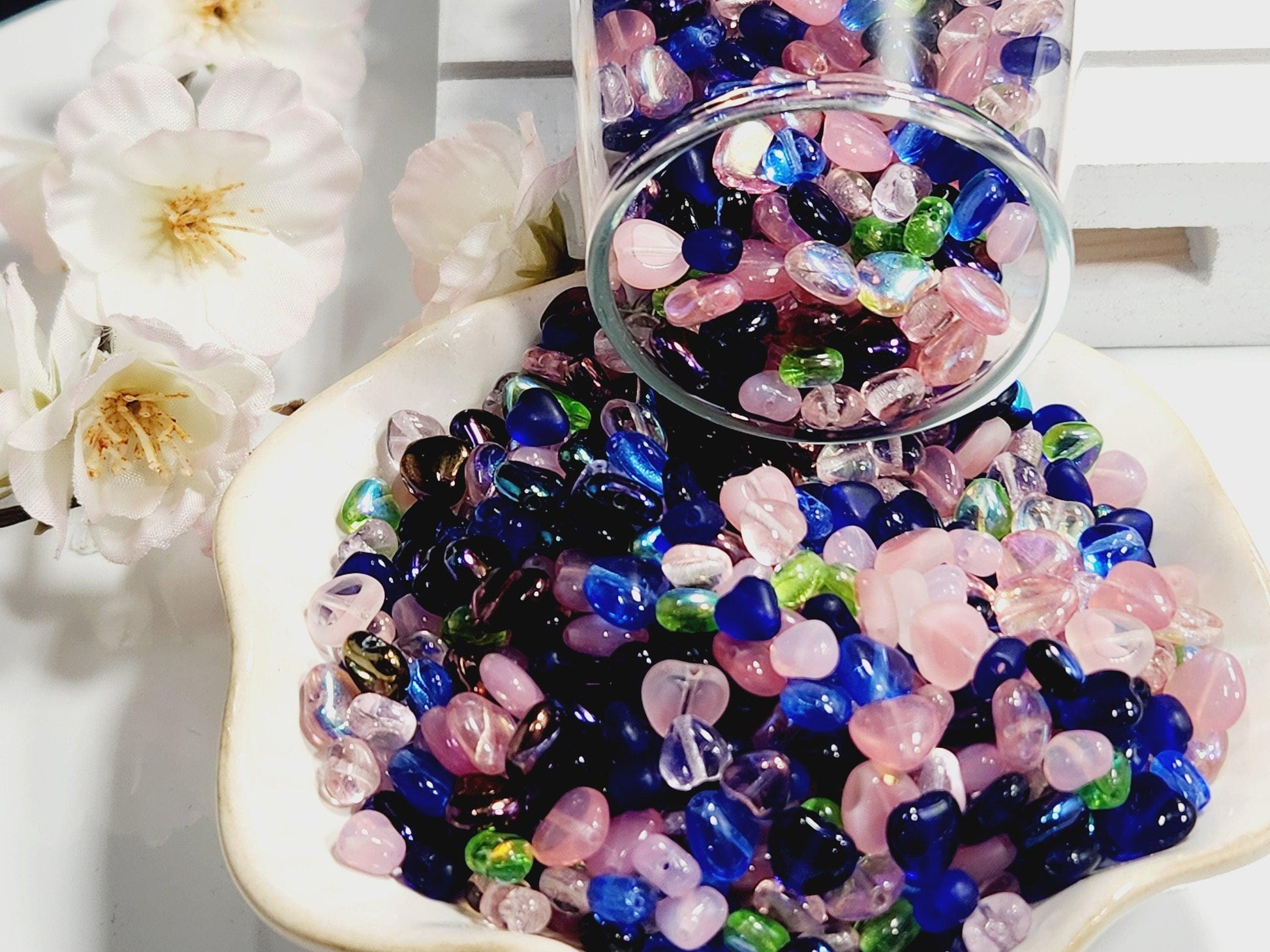 Czech Glass Heart Beads: DIY Jewelry Making Mix (1 oz pkg)