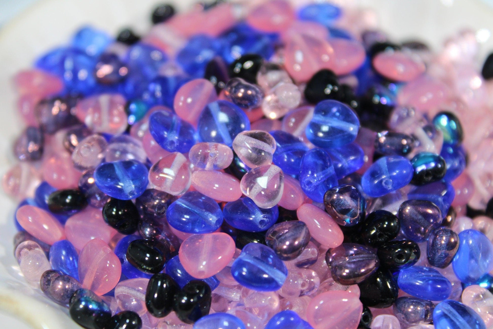 Czech Glass Heart Beads: DIY Jewelry Making Mix (1 oz pkg)