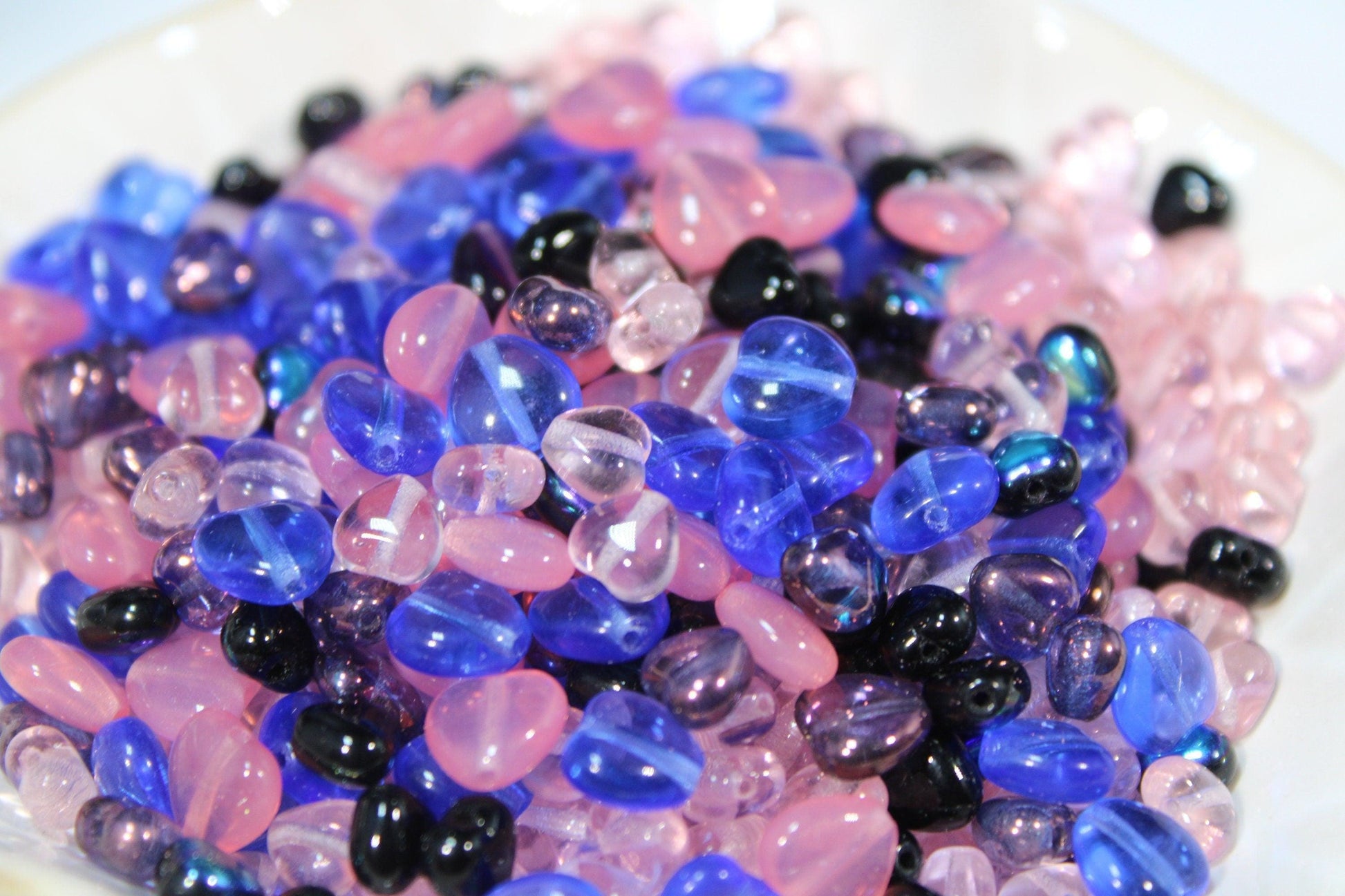 Czech Glass Heart Beads: DIY Jewelry Making Mix (1 oz pkg)