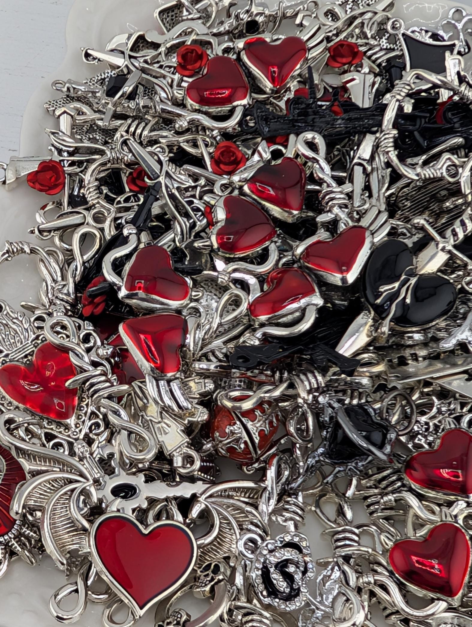 Glam Goth Halloween Charm Grab Bags - Skull and Rhinestone Mix