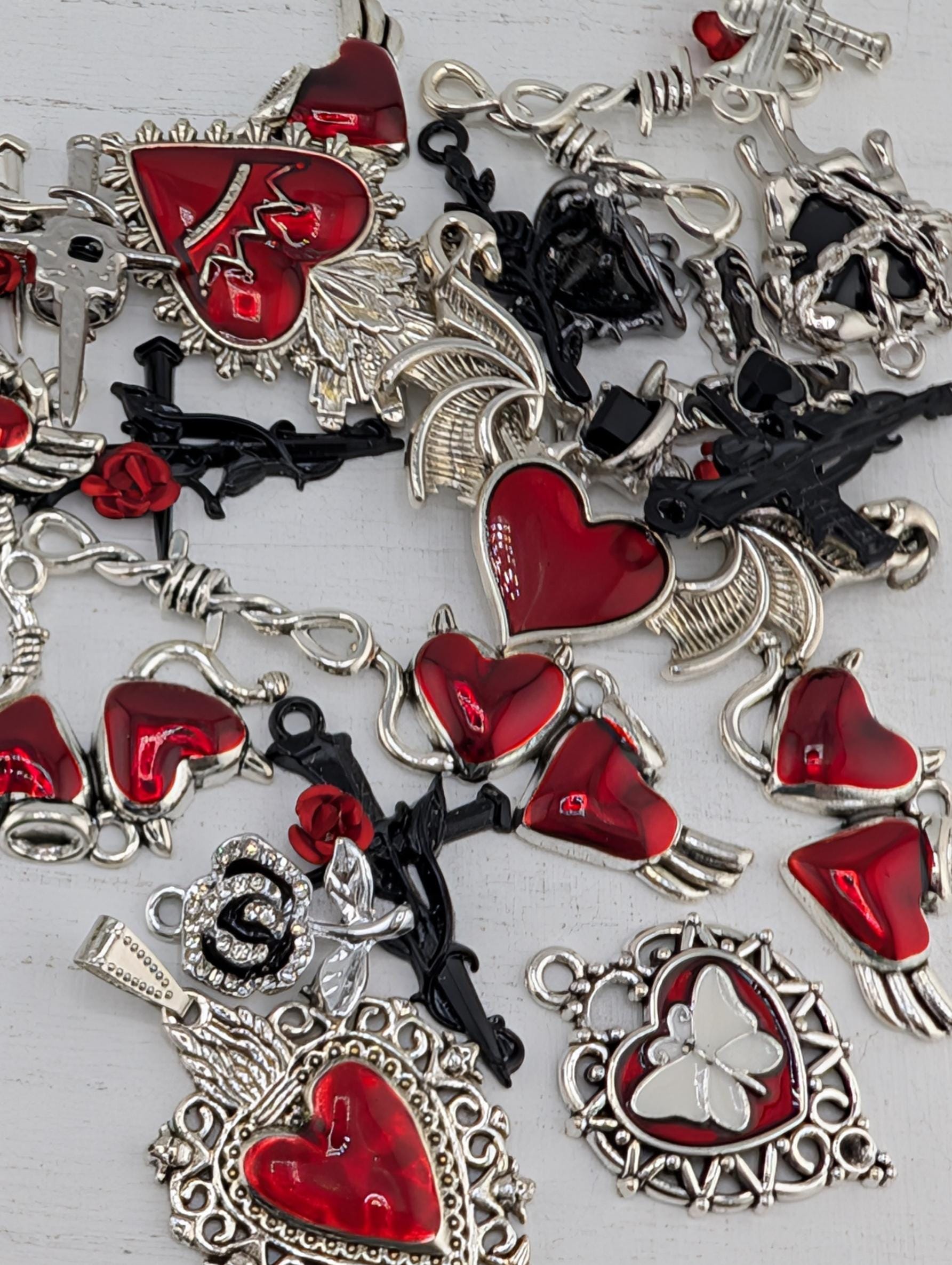 Glam Goth Halloween Charm Grab Bags - Skull and Rhinestone Mix