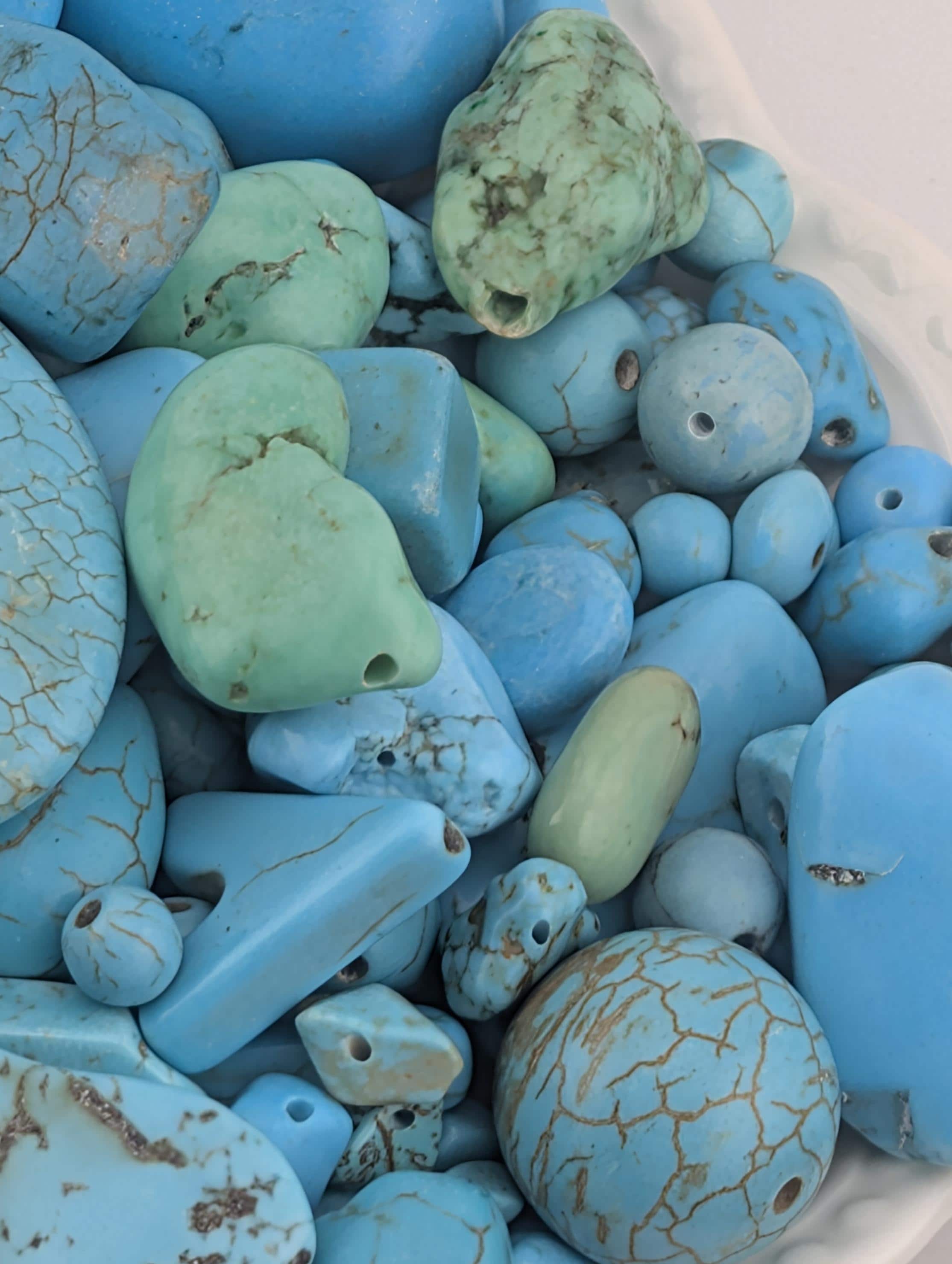 Turquoise, Howlite & Wagnerite Gemstone Beads: Artisan Jewelry Supplies (2oz pkg)