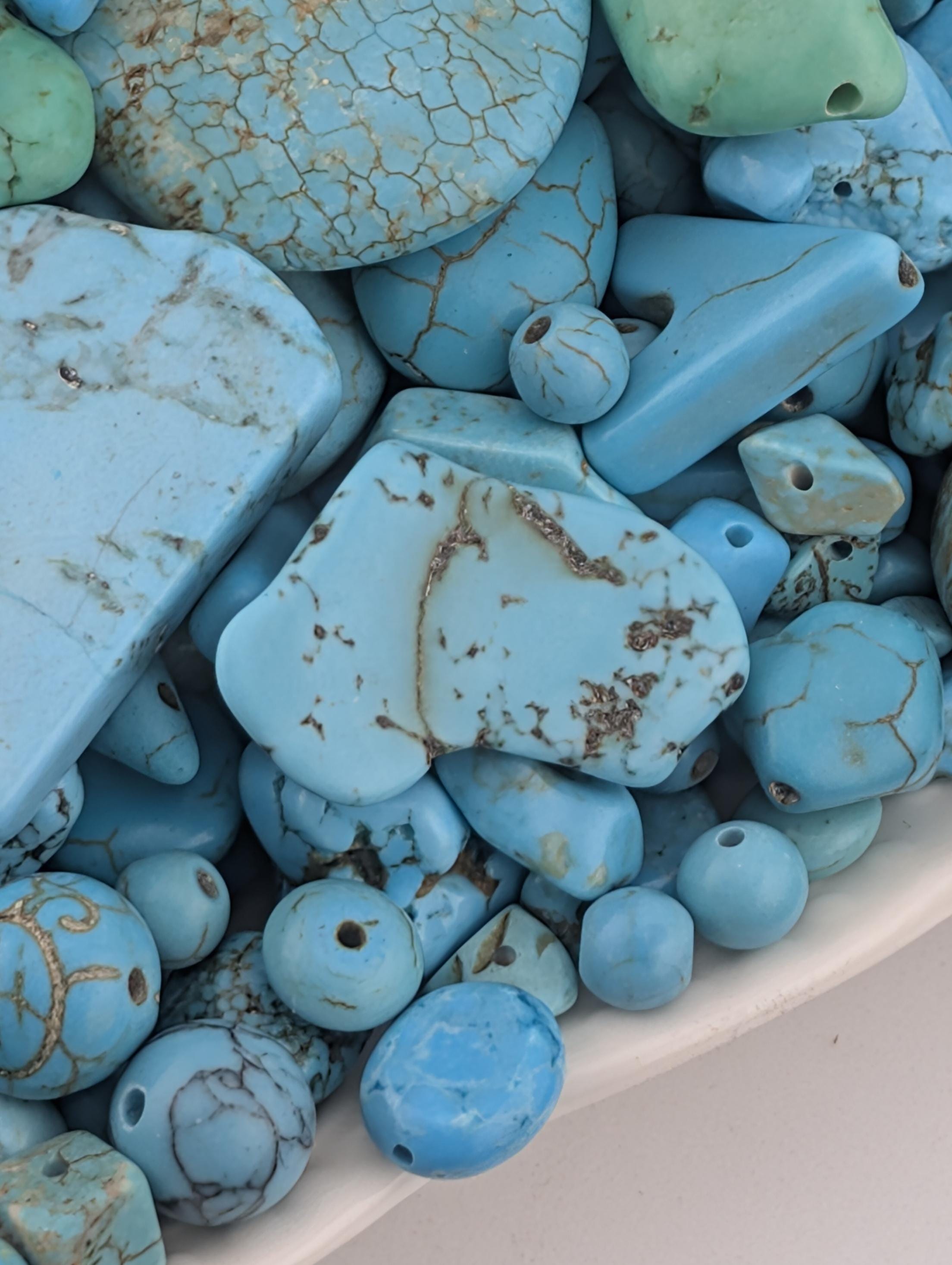 Turquoise, Howlite & Wagnerite Gemstone Beads: Artisan Jewelry Supplies (2oz pkg)