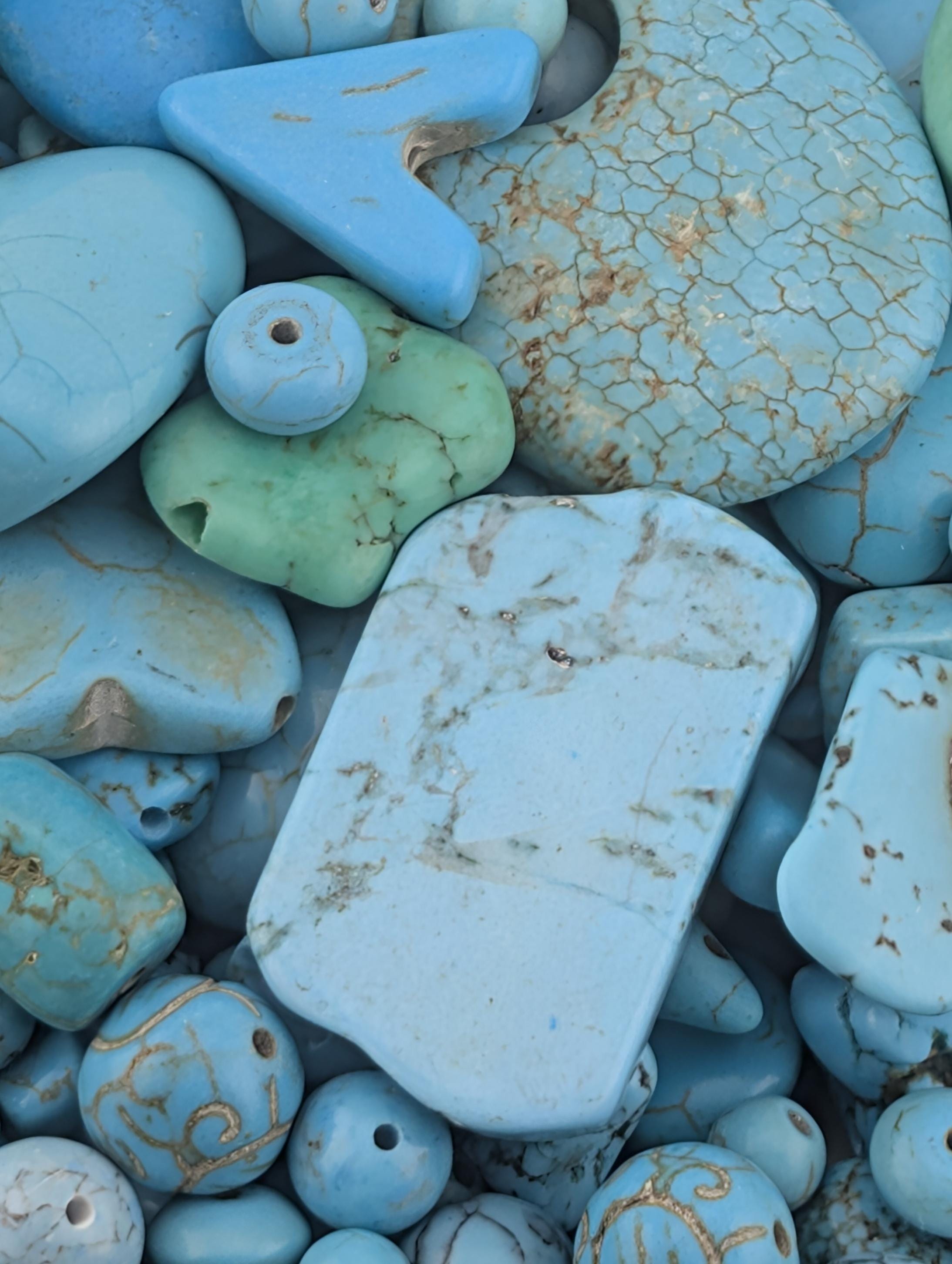 Turquoise, Howlite & Wagnerite Gemstone Beads: Artisan Jewelry Supplies (2oz pkg)