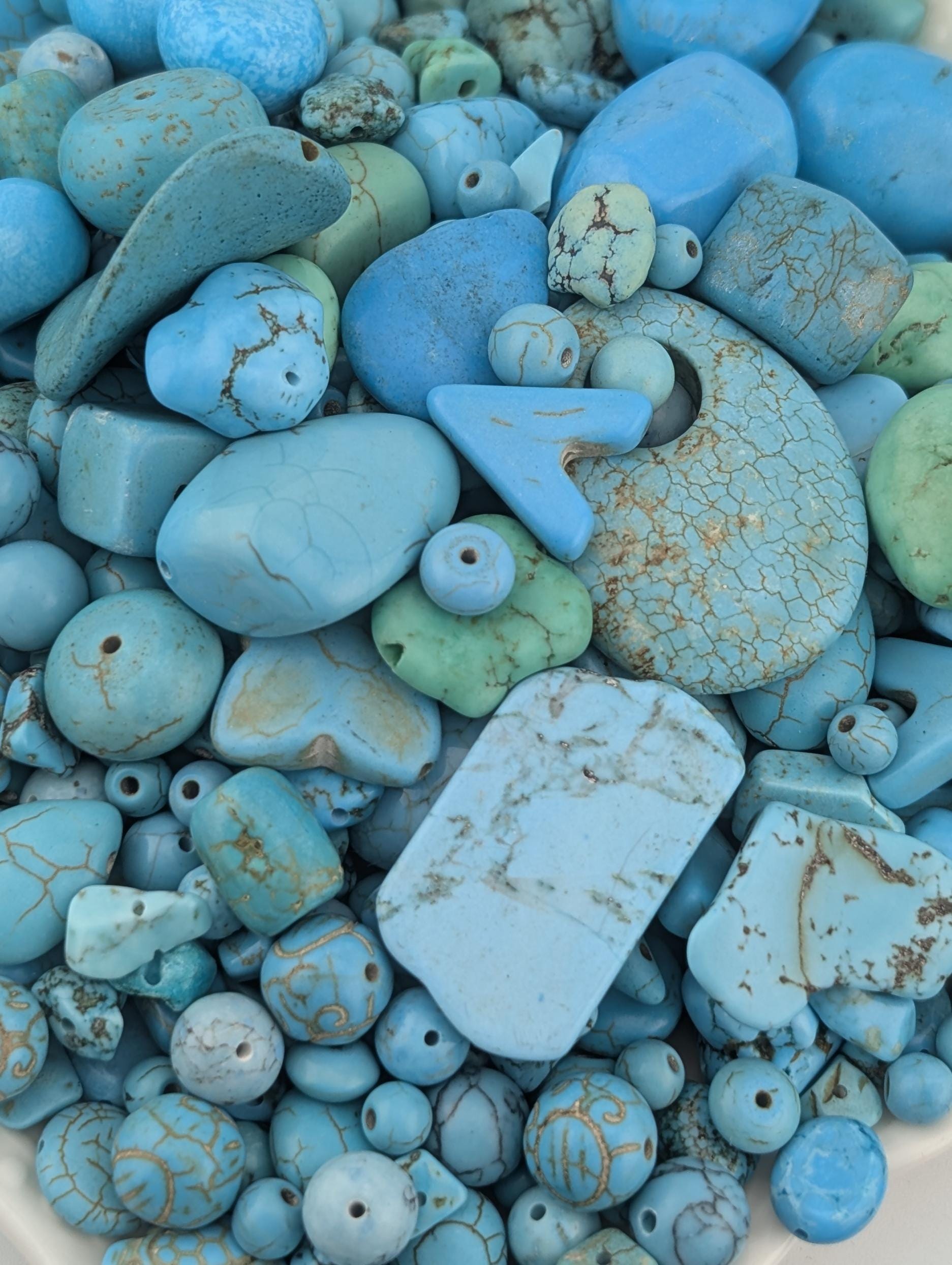 Turquoise, Howlite & Wagnerite Gemstone Beads: Artisan Jewelry Supplies (2oz pkg)