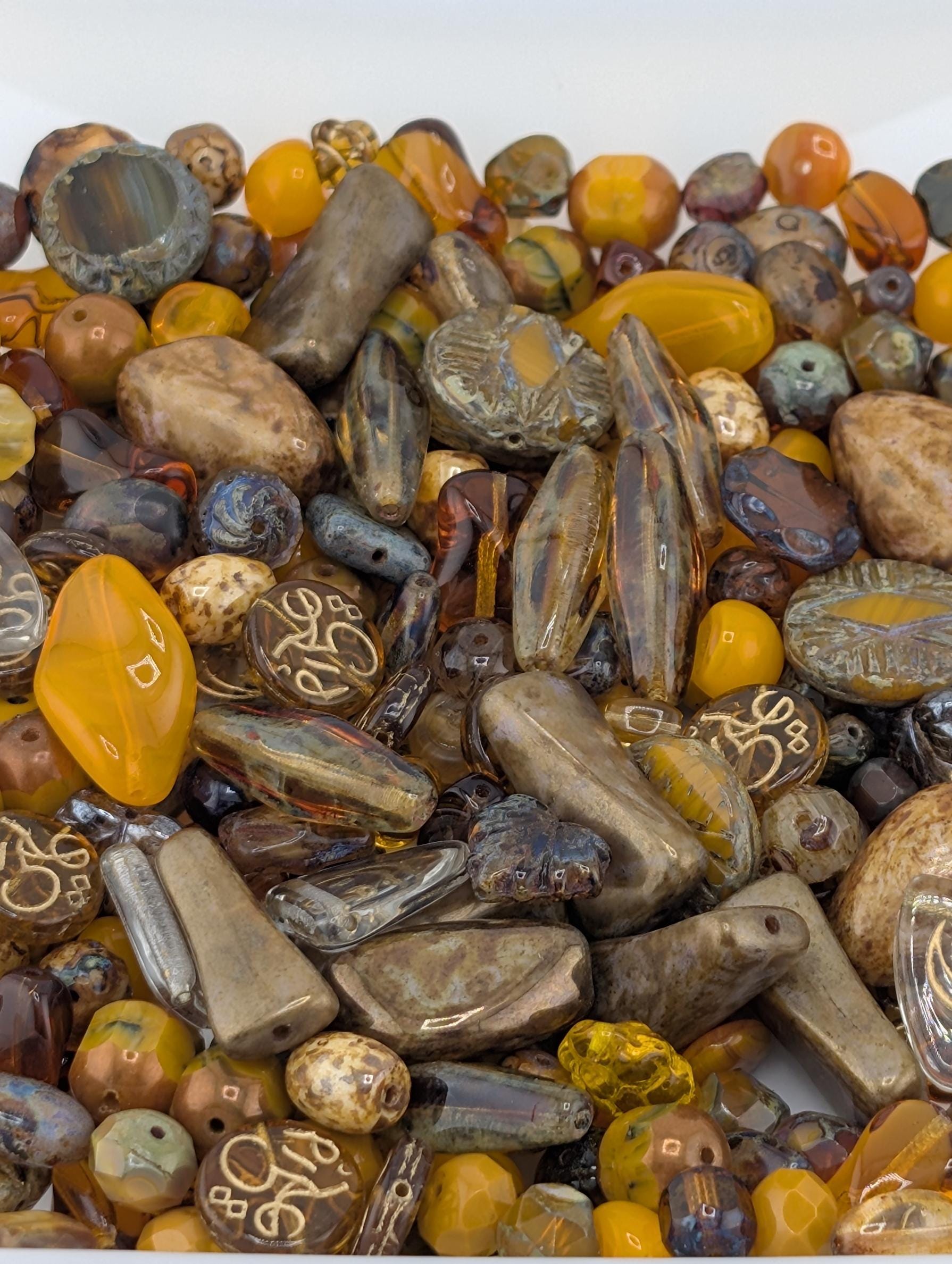 Exclusive "Marrakesh Sunset Mix" Burnt Orange Czech Glass Beads: Boho Vintage Jewelry Making Supply