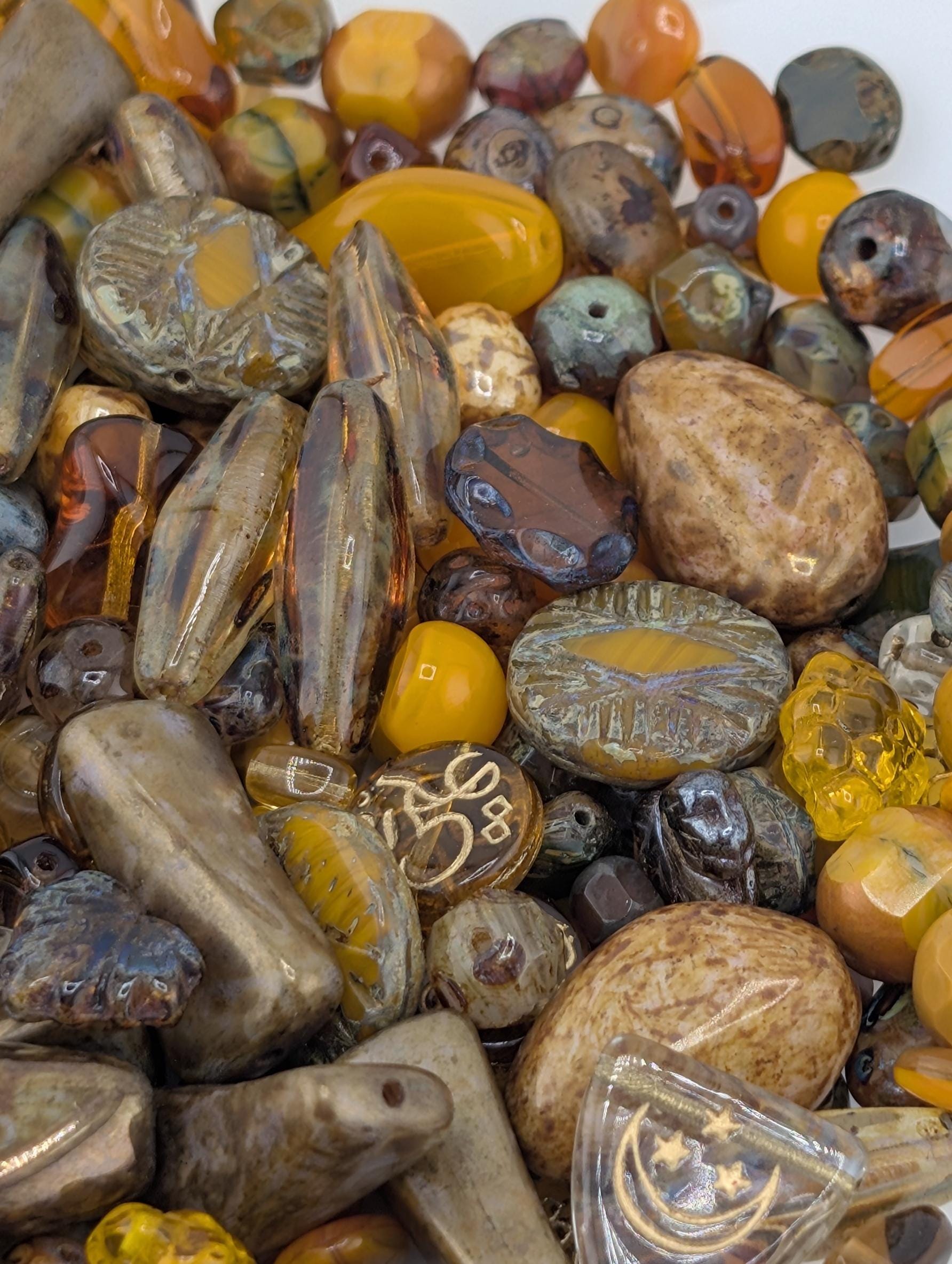 Exclusive "Marrakesh Sunset Mix" Burnt Orange Czech Glass Beads: Boho Vintage Jewelry Making Supply